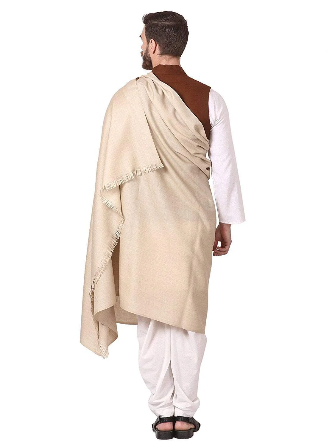 PASHTUSH MENS LOHI, THICK AND WARM GENTS SHAWL, 100% PURE WOOL, WOOLMARK CERTIFIED - Image 3