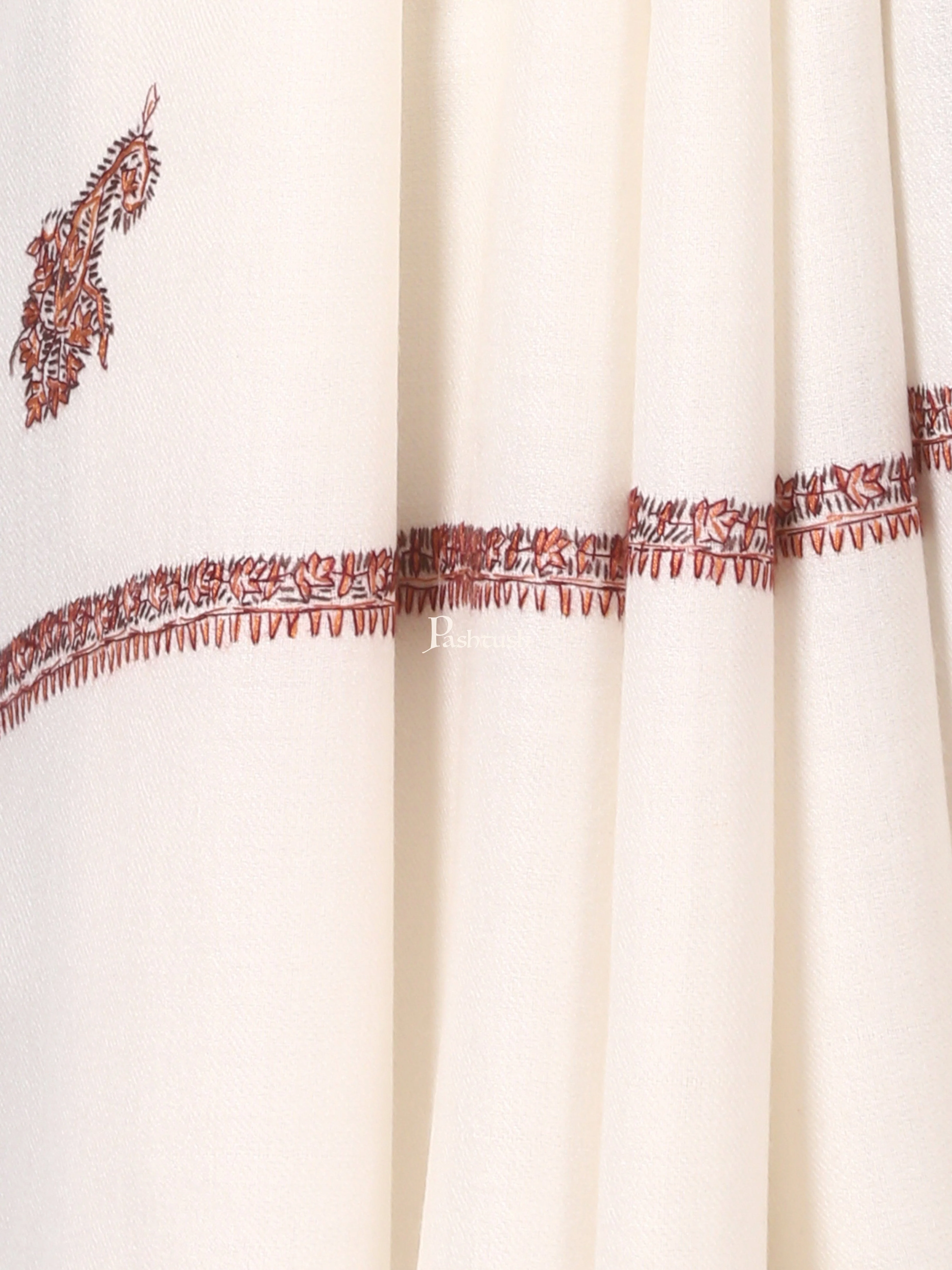 Pashtush Mens Kingri Shawl, Hand Embroidery Shawl, Full Size (White) - Image 6
