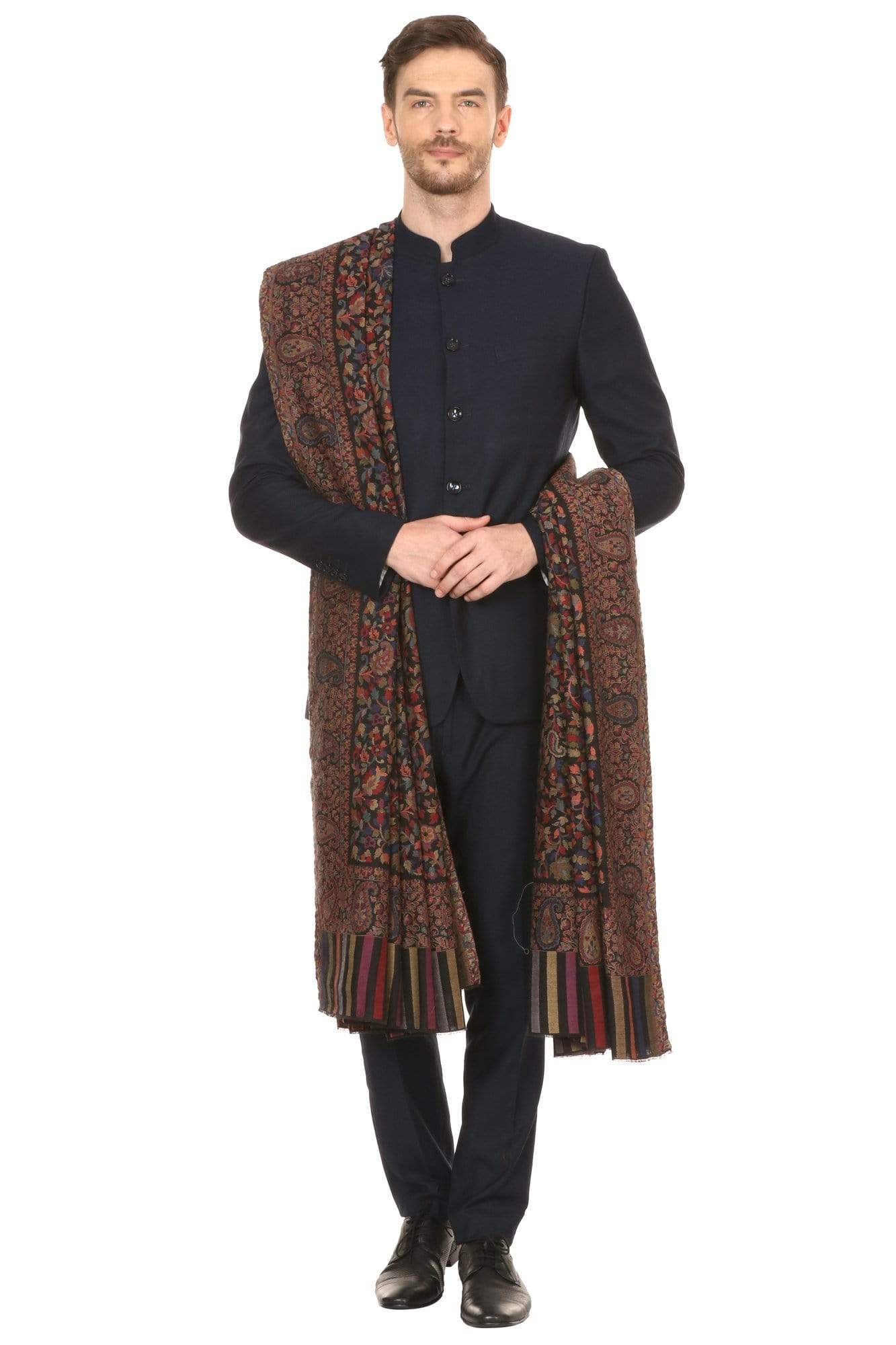 Pashtush Mens Ethnic Shawl, Mens Lohi , Full Size, Fine Wool - Image 3