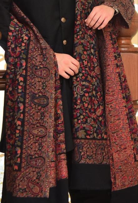 Pashtush Mens Ethnic Shawl, Mens Lohi , Full Size, Fine Wool - Image 4