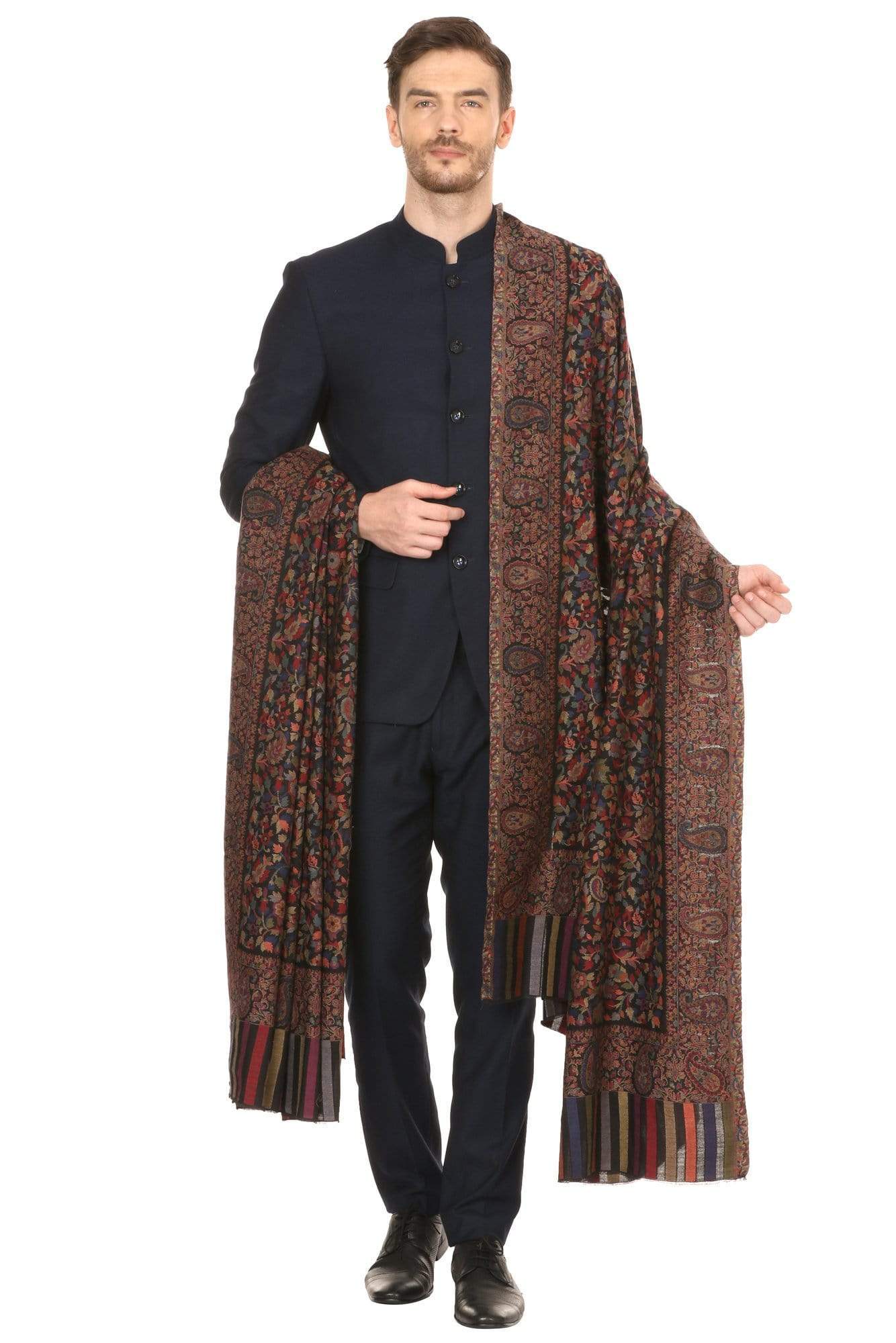 Pashtush Mens Ethnic Shawl, Mens Lohi , Full Size, Fine Wool - Image 6
