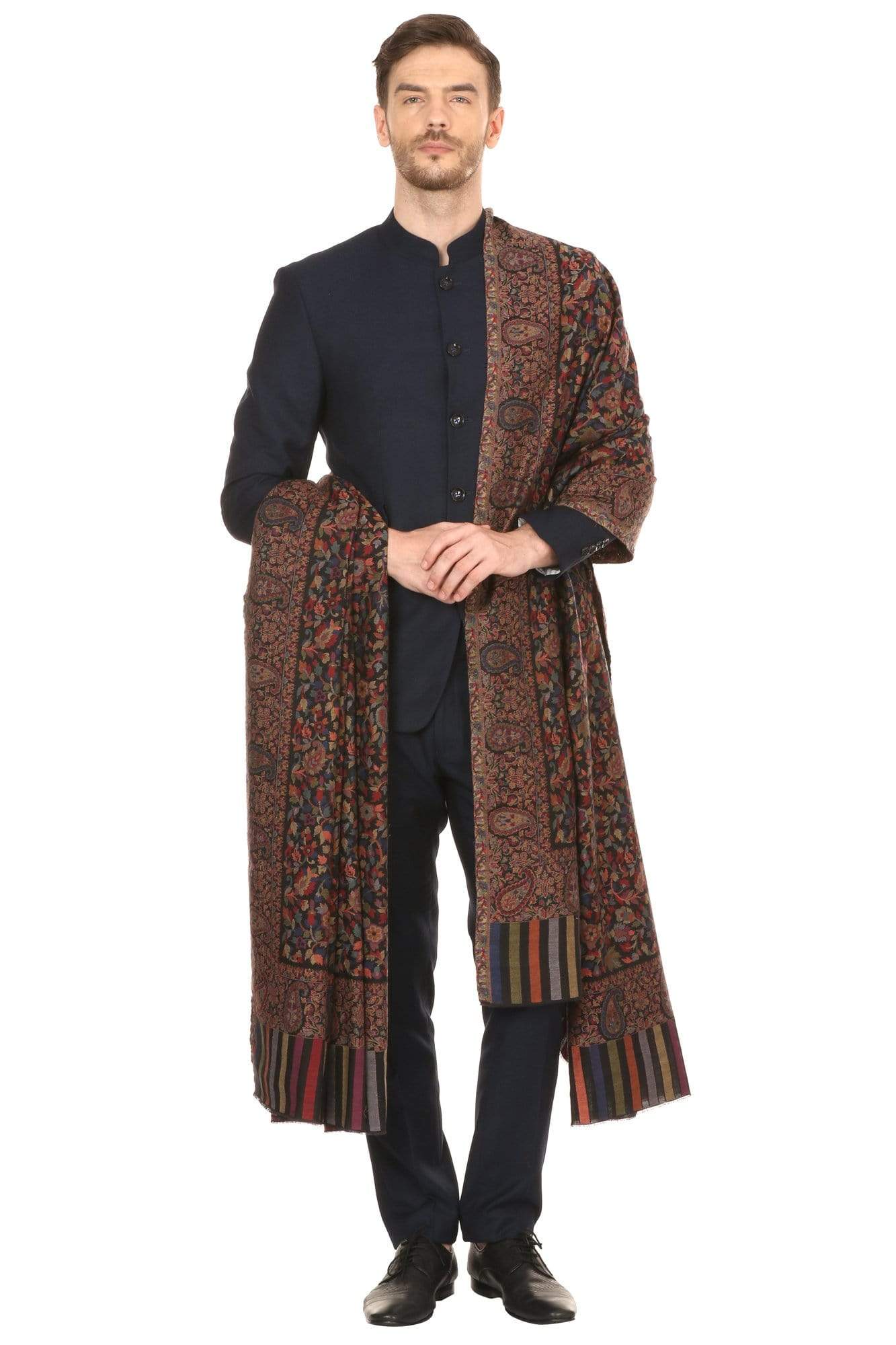 Pashtush Mens Ethnic Shawl, Mens Lohi , Full Size, Fine Wool - Image 7