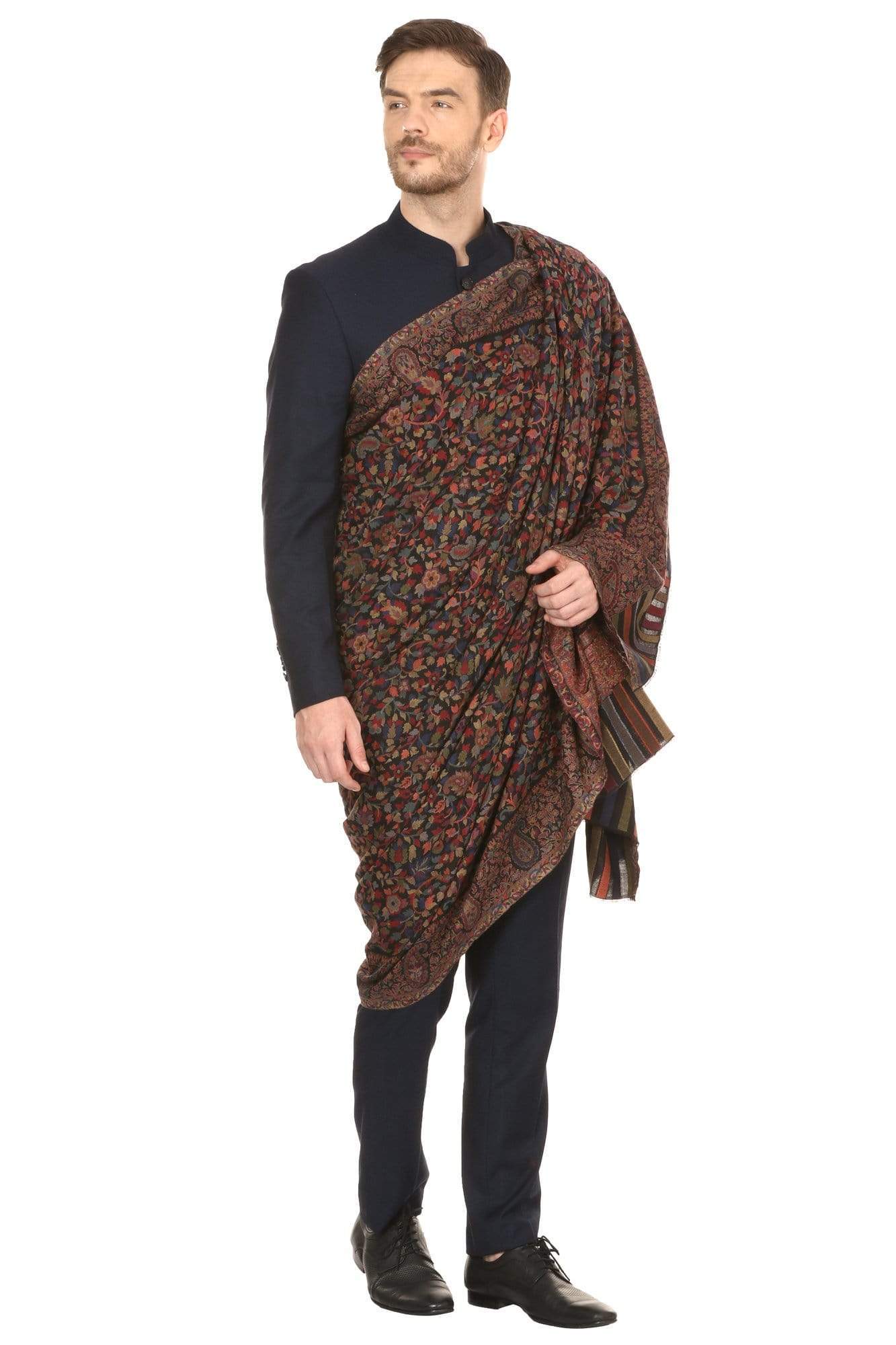 Pashtush Mens Ethnic Shawl, Mens Lohi , Full Size, Fine Wool - Image 8