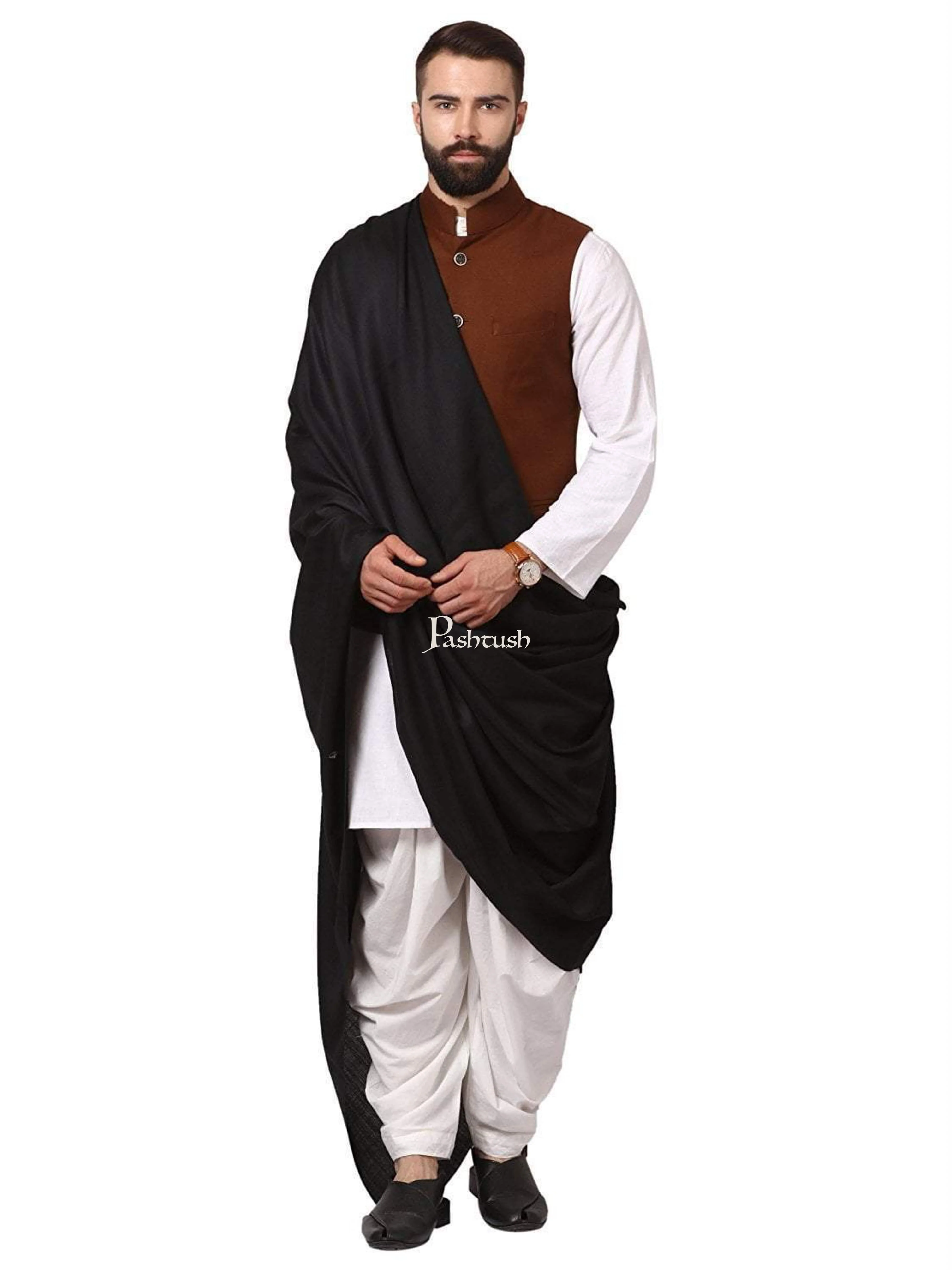 Pashtush Mens Thick Count Blended Wool Shawl, Mens Lohi (Full Size) - Image 3