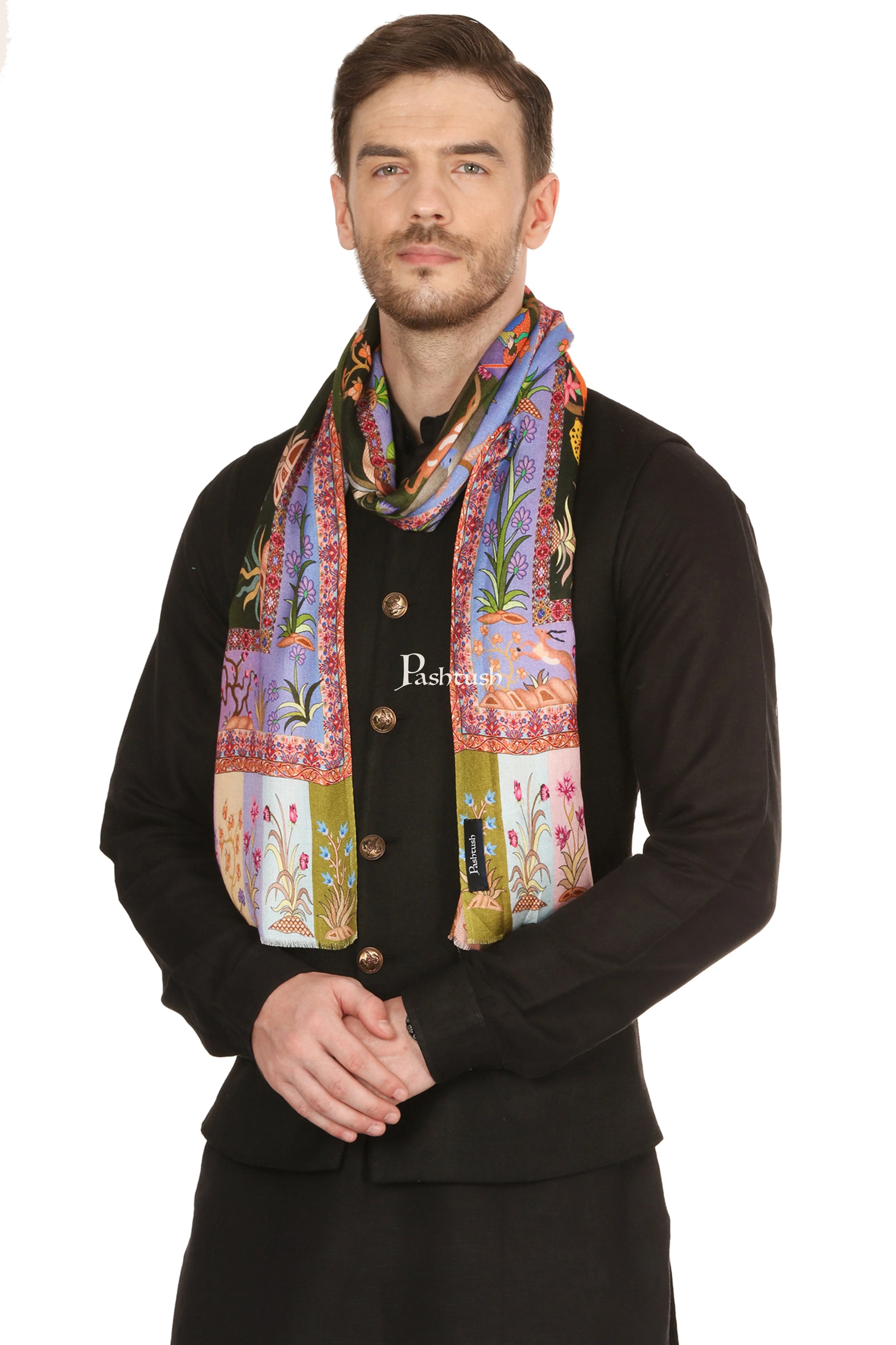 Pashtush Mens Fine Soft Ethnic Stole, Shikaardar Design - Image 3