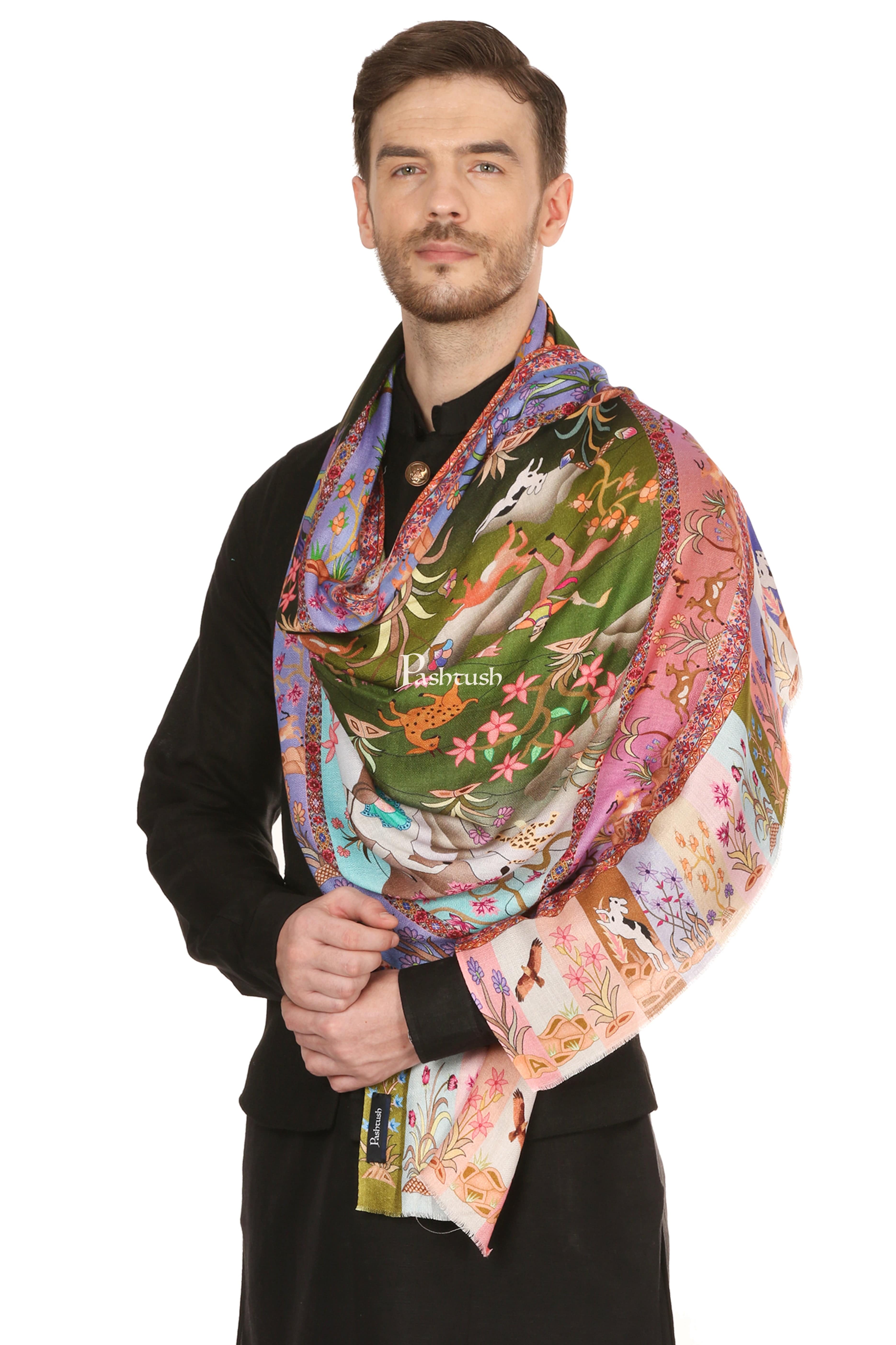 Pashtush Mens Fine Soft Ethnic Stole, Shikaardar Design - Image 4