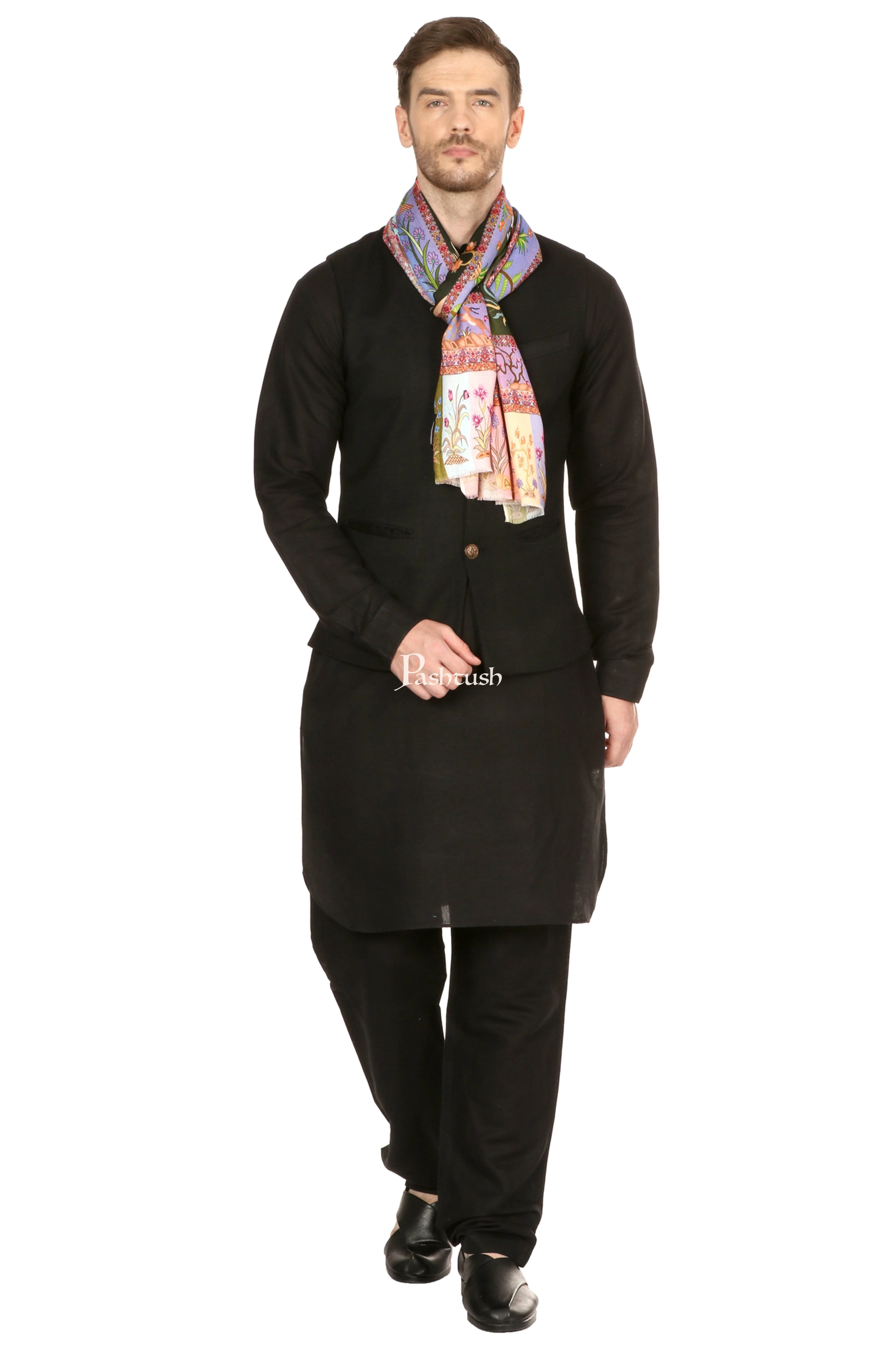 Pashtush Mens Fine Soft Ethnic Stole, Shikaardar Design - Image 5