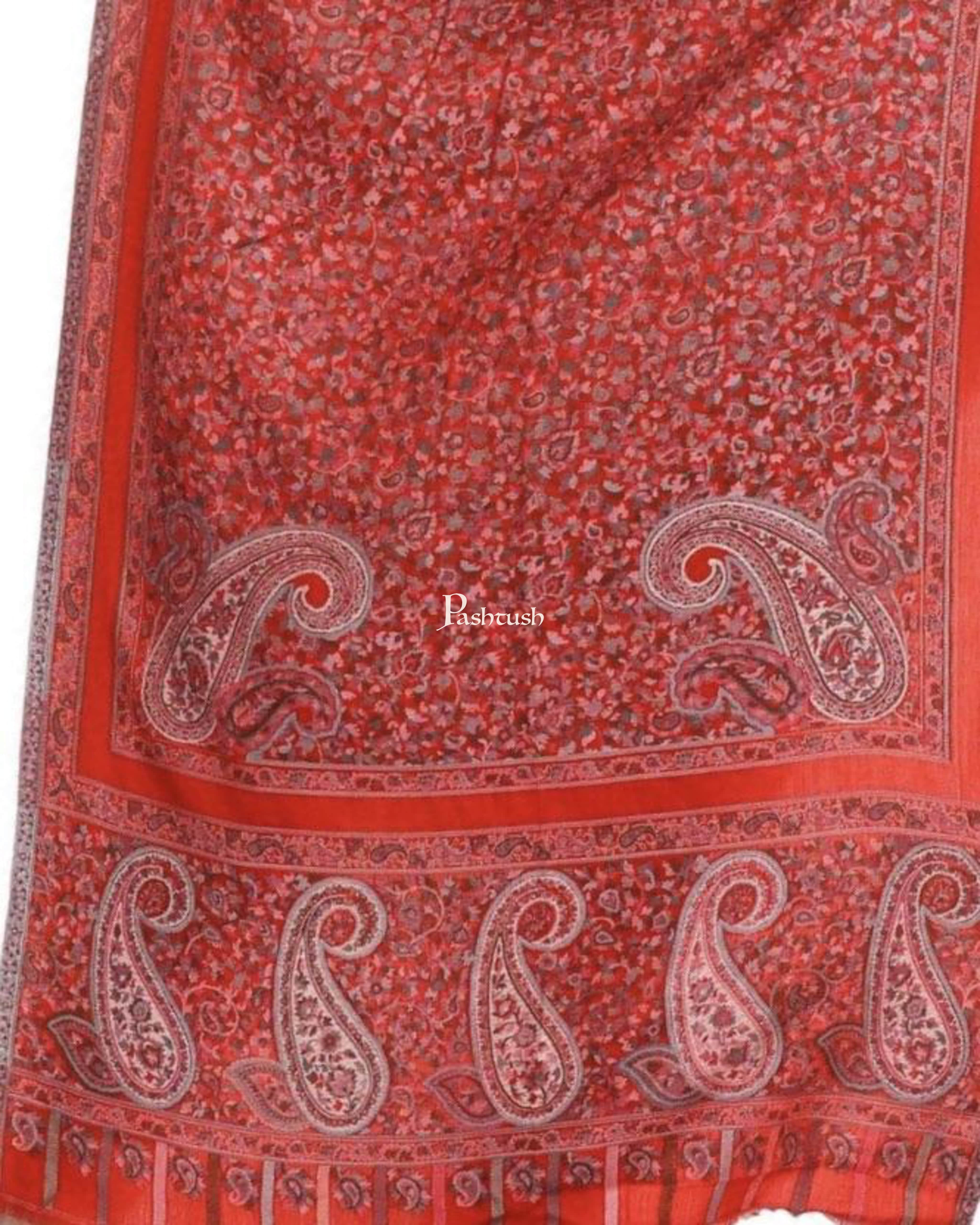 Pashtush Mens Ethnic Fine Extra Soft Stole (70 X 200 Cm ) Red - Image 5