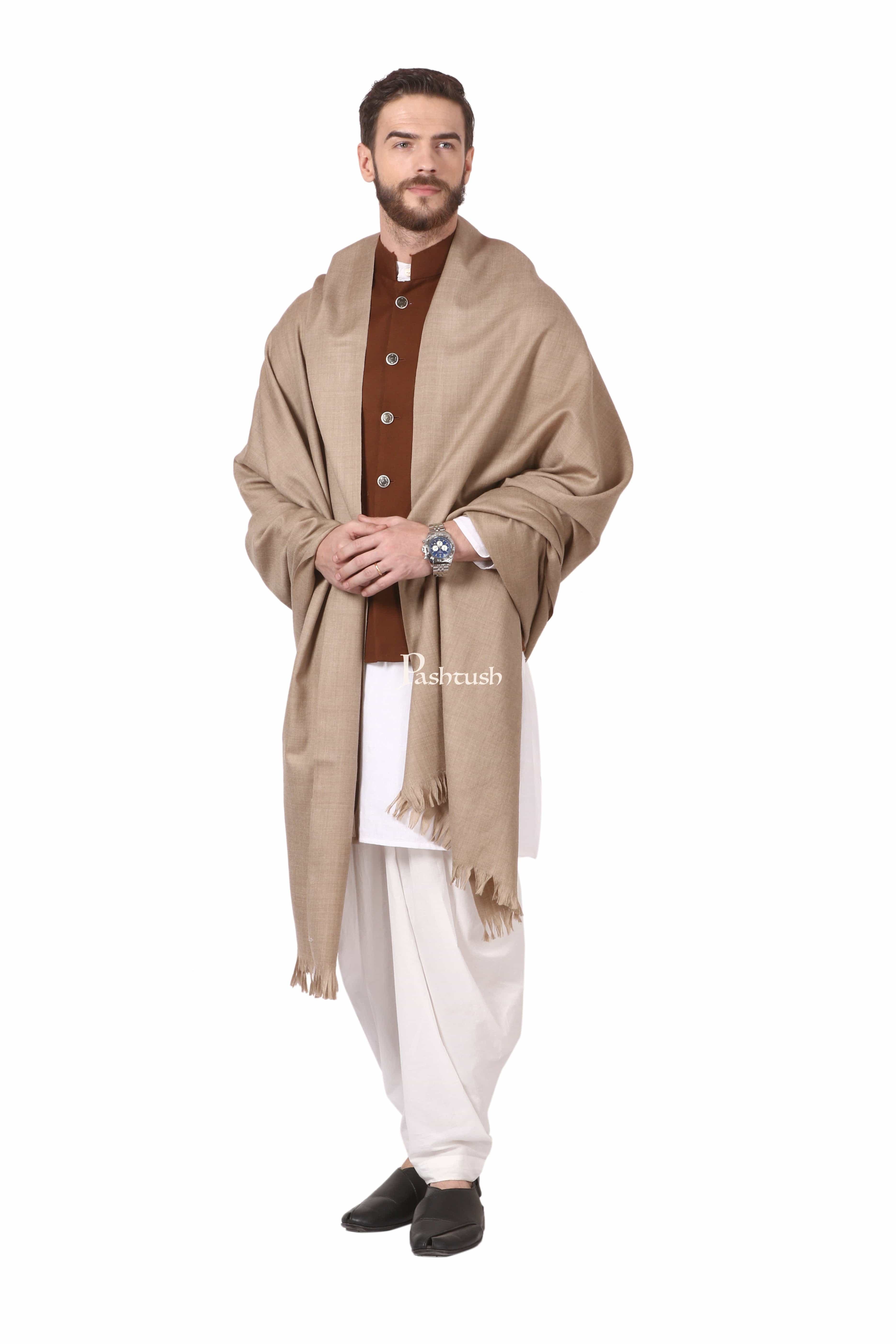 Pashtush Mens Lohi, Thick And Warm Gents Shawl, 100% Pure Wool, Woolmark Certified - Image 5