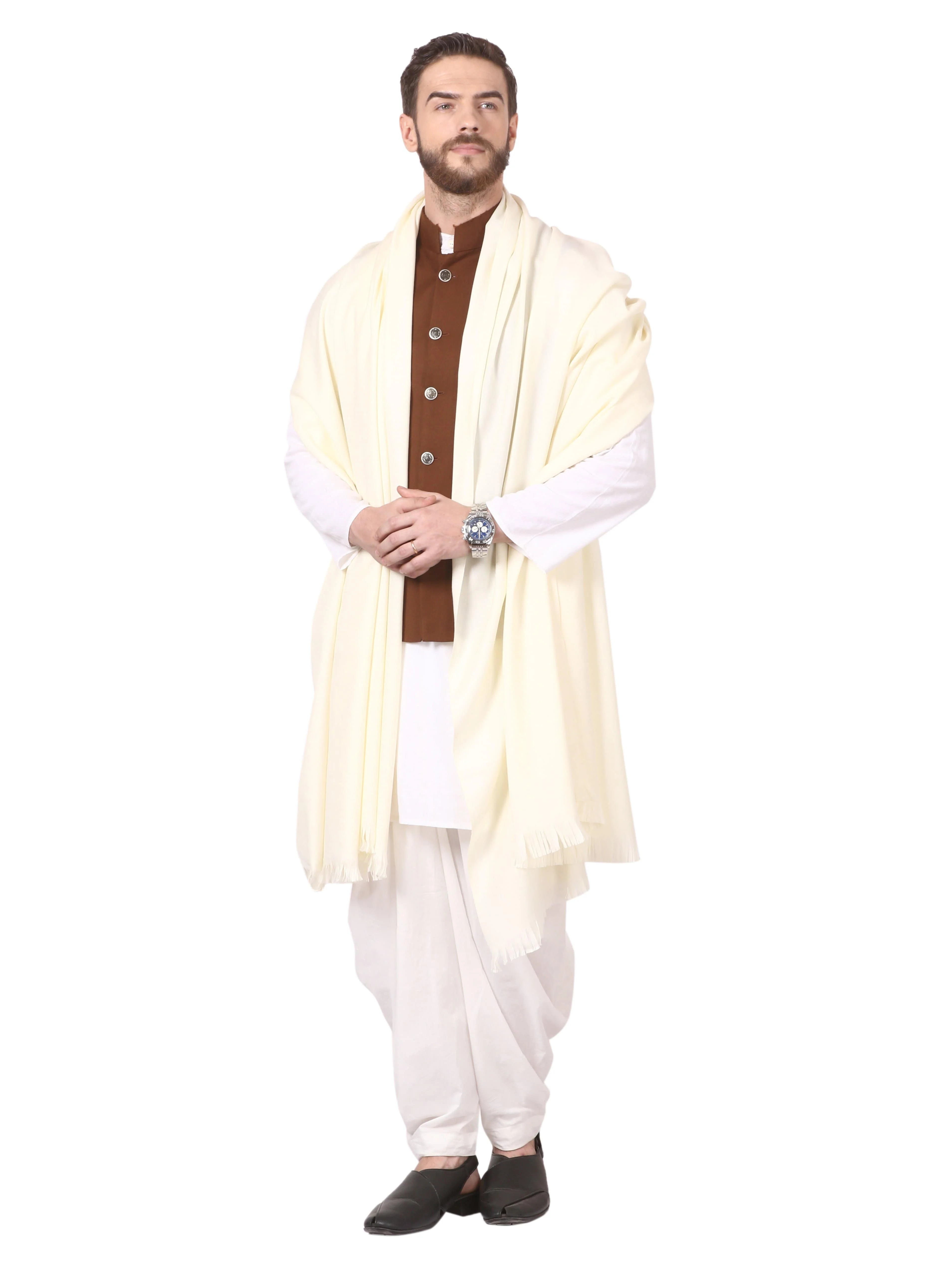 Pashtush Mens Lohi, Thick And Warm Gents Shawl, 100% Pure Wool, Woolmark Certified - Image 3
