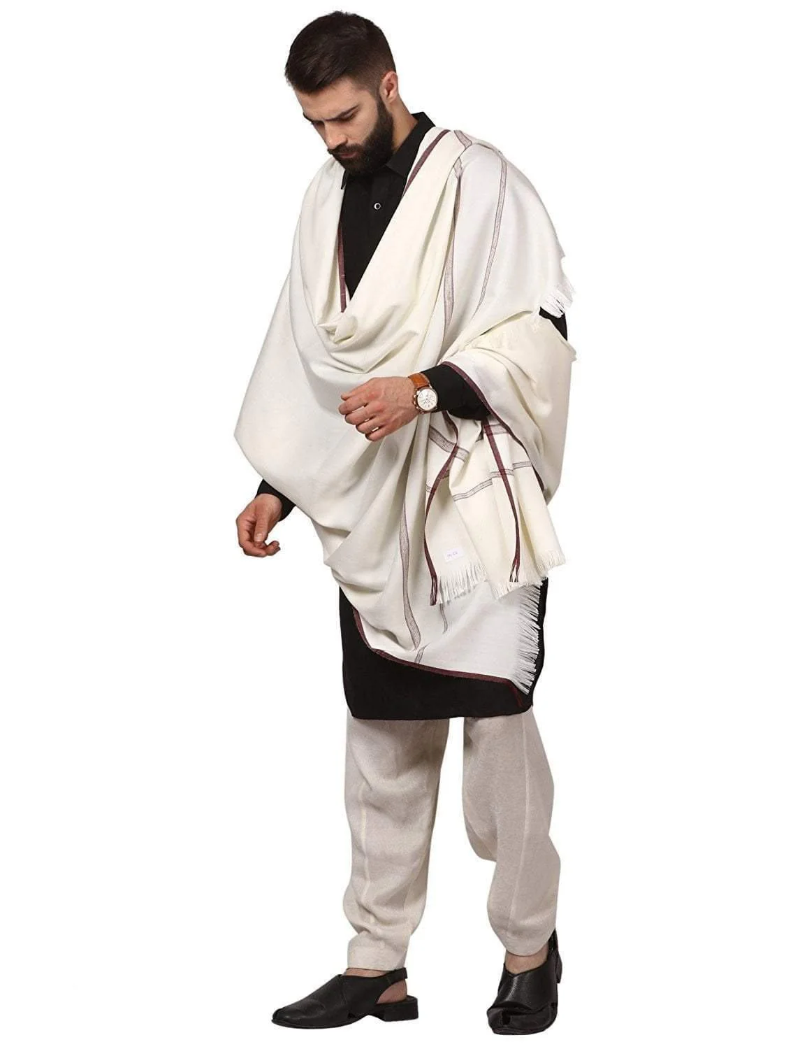 Pashtush Mens Thick Shawl Gents Lohi Woven Kinauri Design Full Mens Size. - Image 3