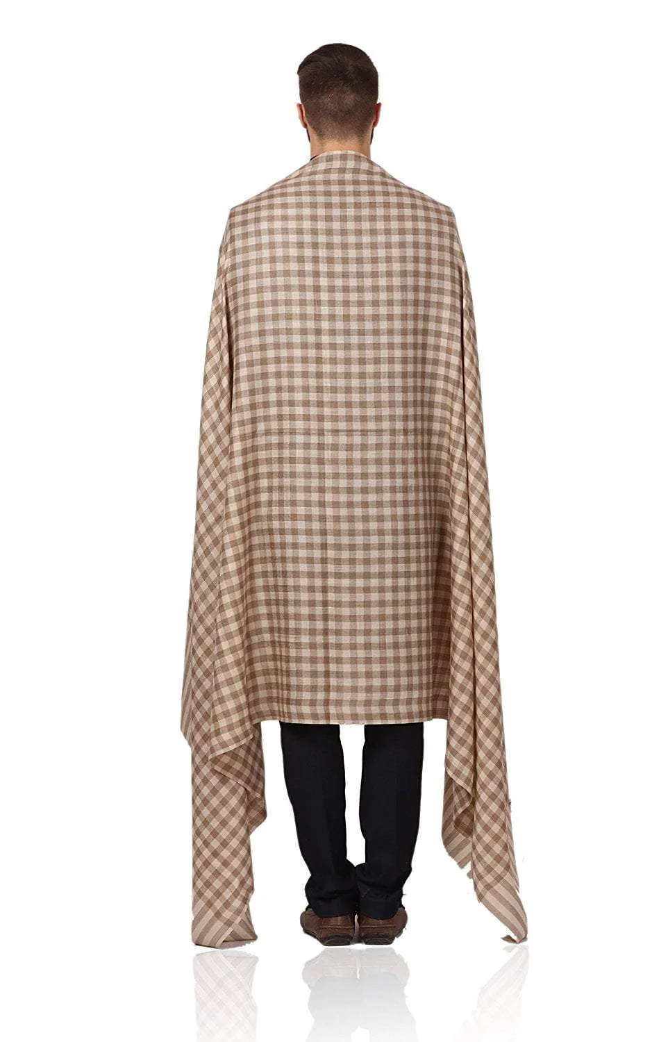 Pashtush Mens Woven Check Design Shawl, Australian Merino Wool Light Weight, Soft Handfeel - Image 5