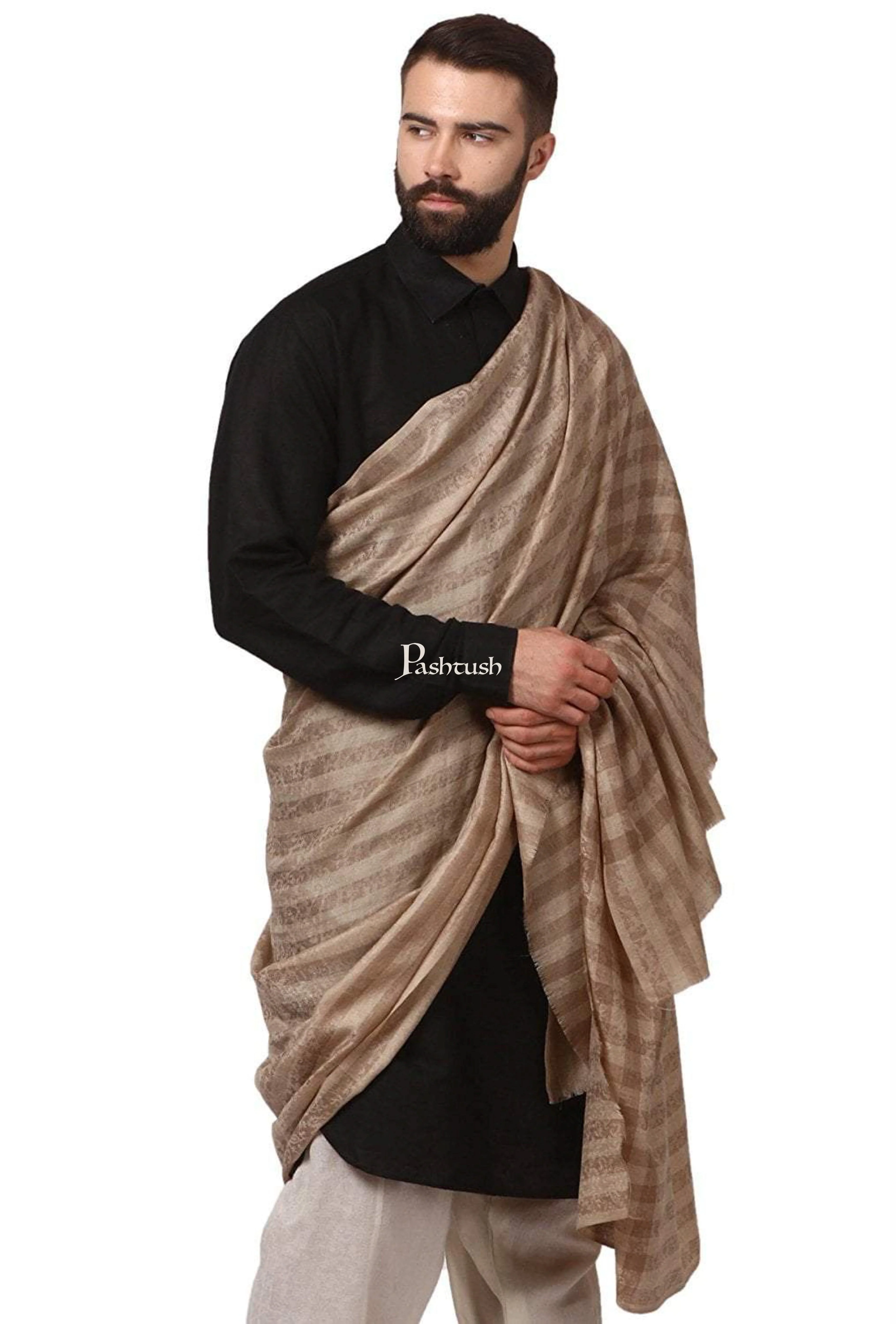 Pashtush Mens Fine Wool Shawl, Checks, Extra Soft And Warm - Image 3