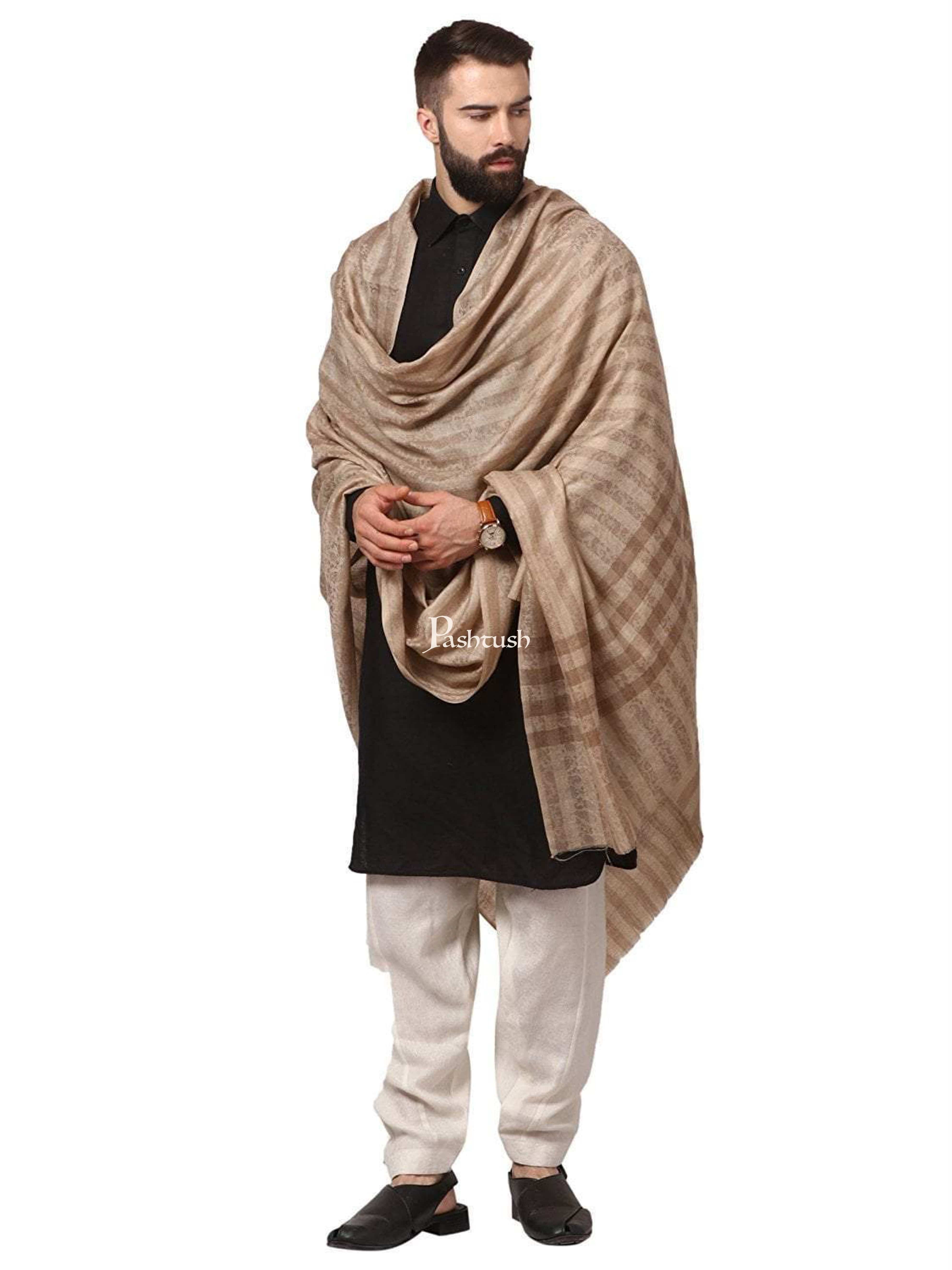 Pashtush Mens Fine Wool Shawl, Checks, Extra Soft And Warm - Image 4