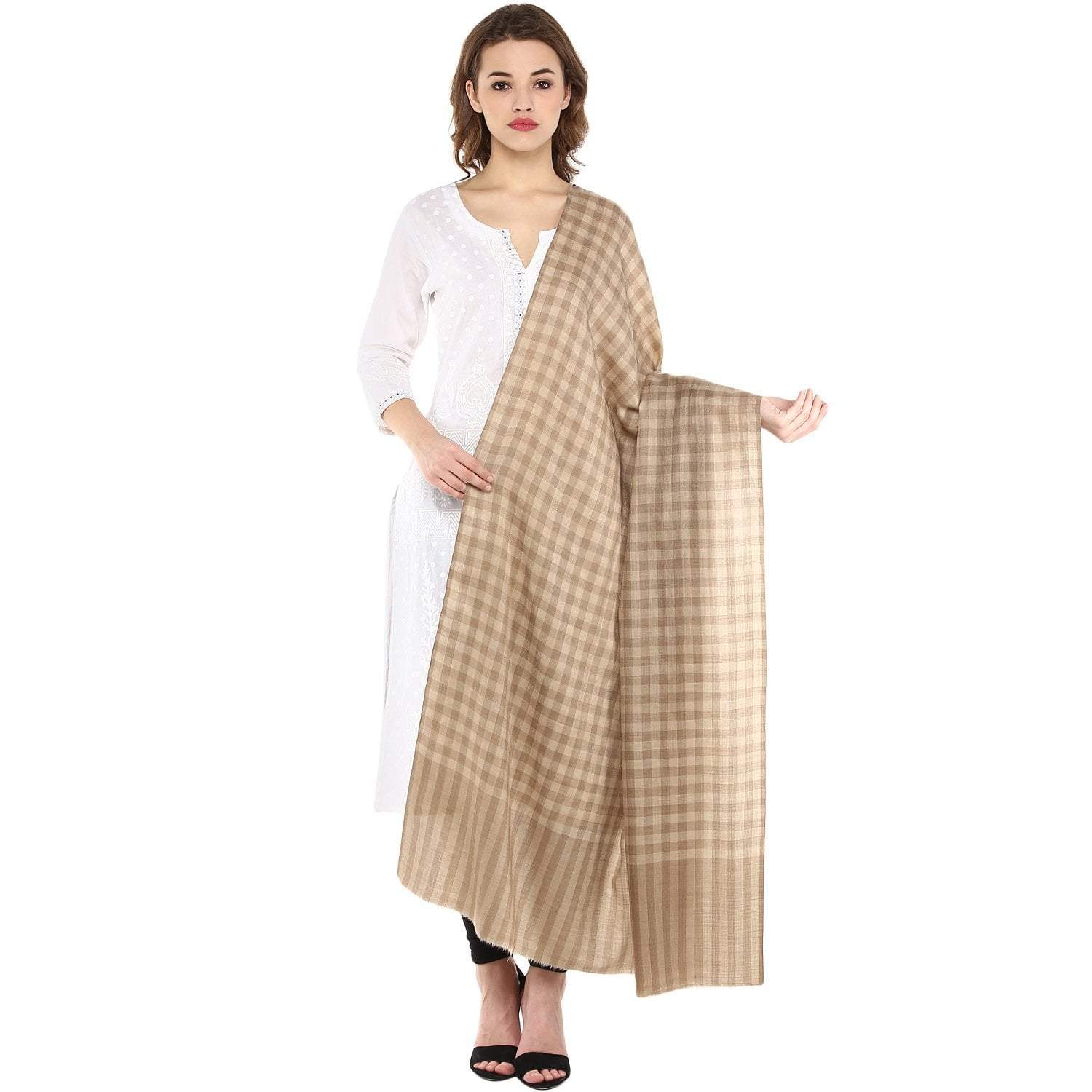 Pashtush Womens Check Shawl, Ultra Soft Wool, Full Size - Image 4