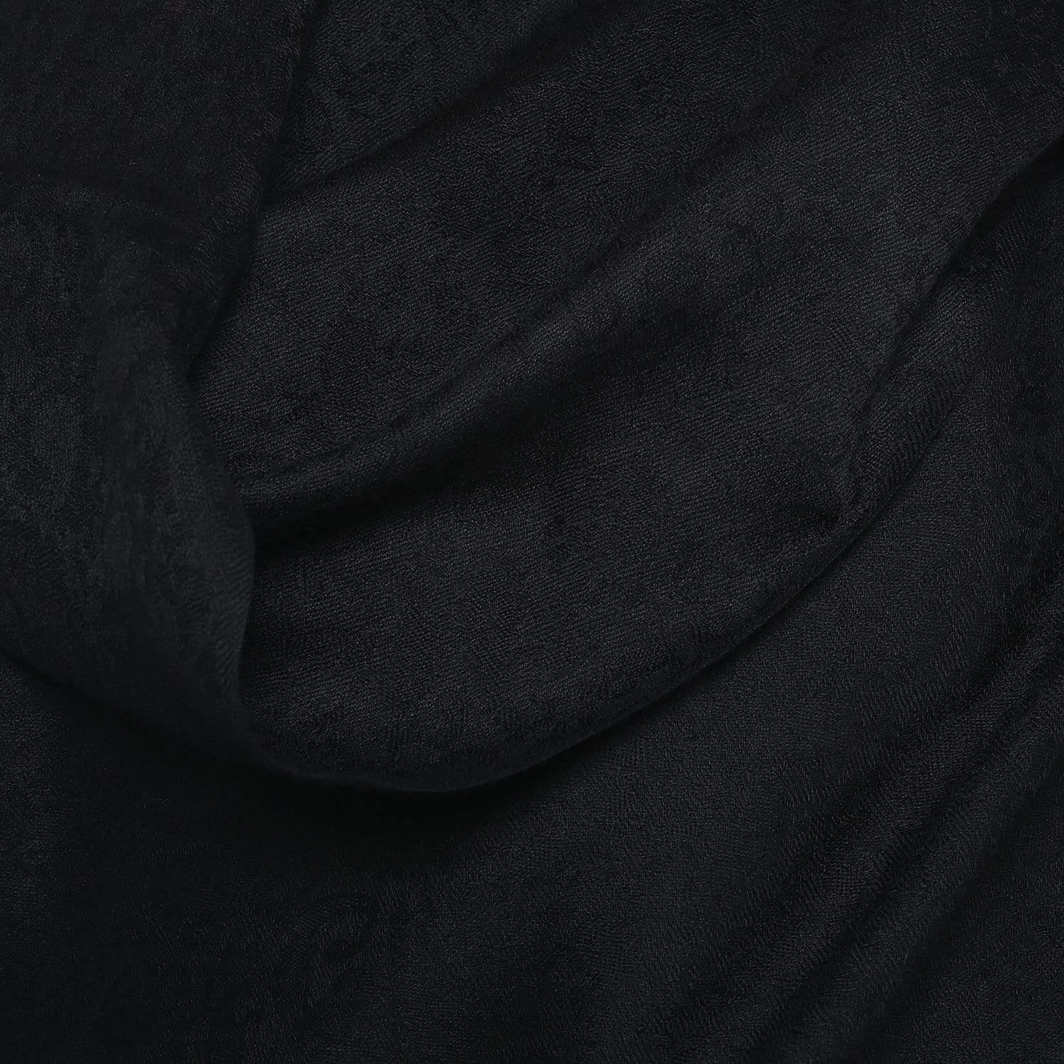 Pashtush Womens Stole, Fine Wool Scarf, Paisley Jacquard Weave, Black - Image 5