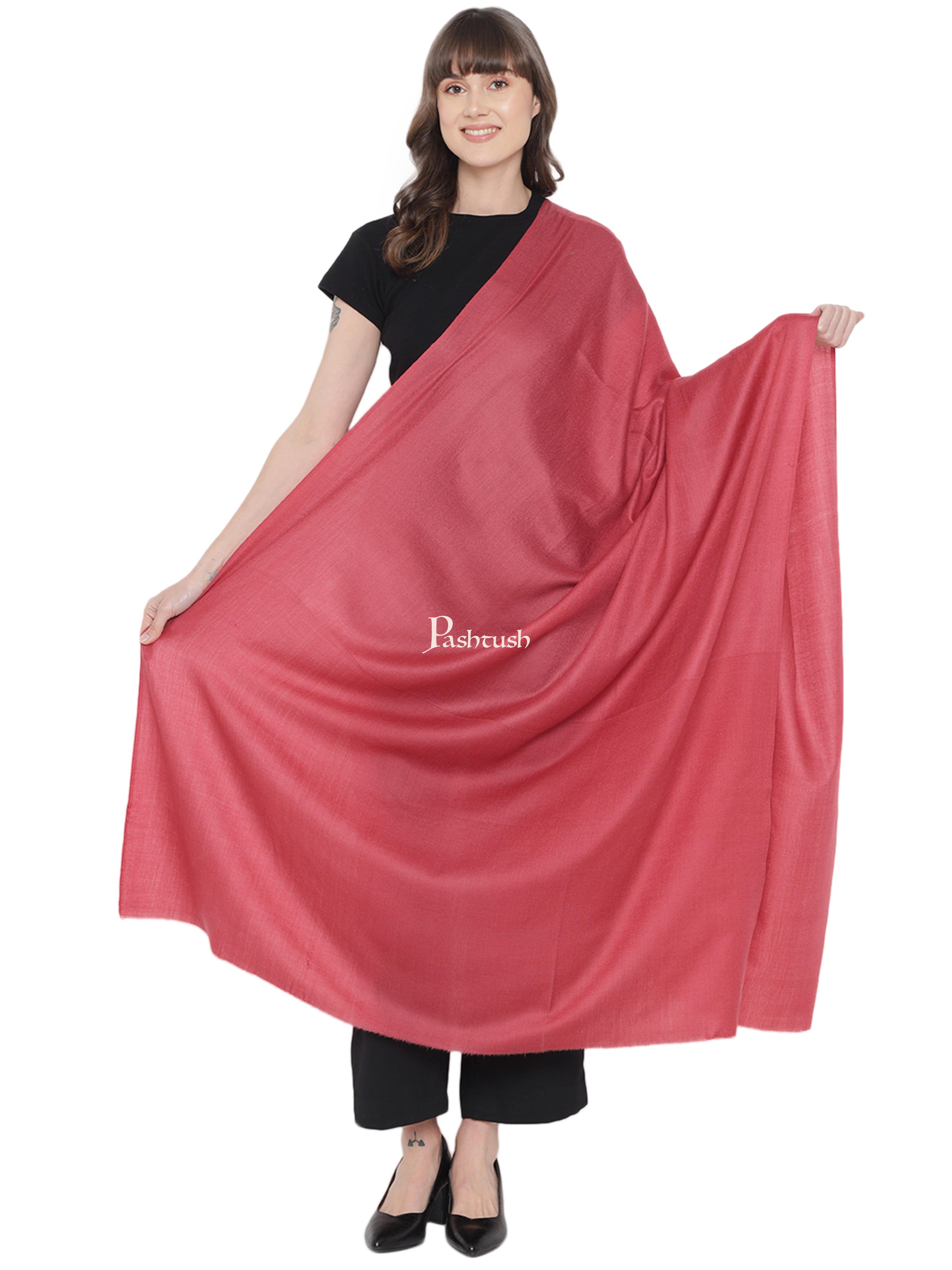Pashtush Womens Fine Wool Shawl, Extra Soft, Basics Solid, Peruvian Rose - Image 3