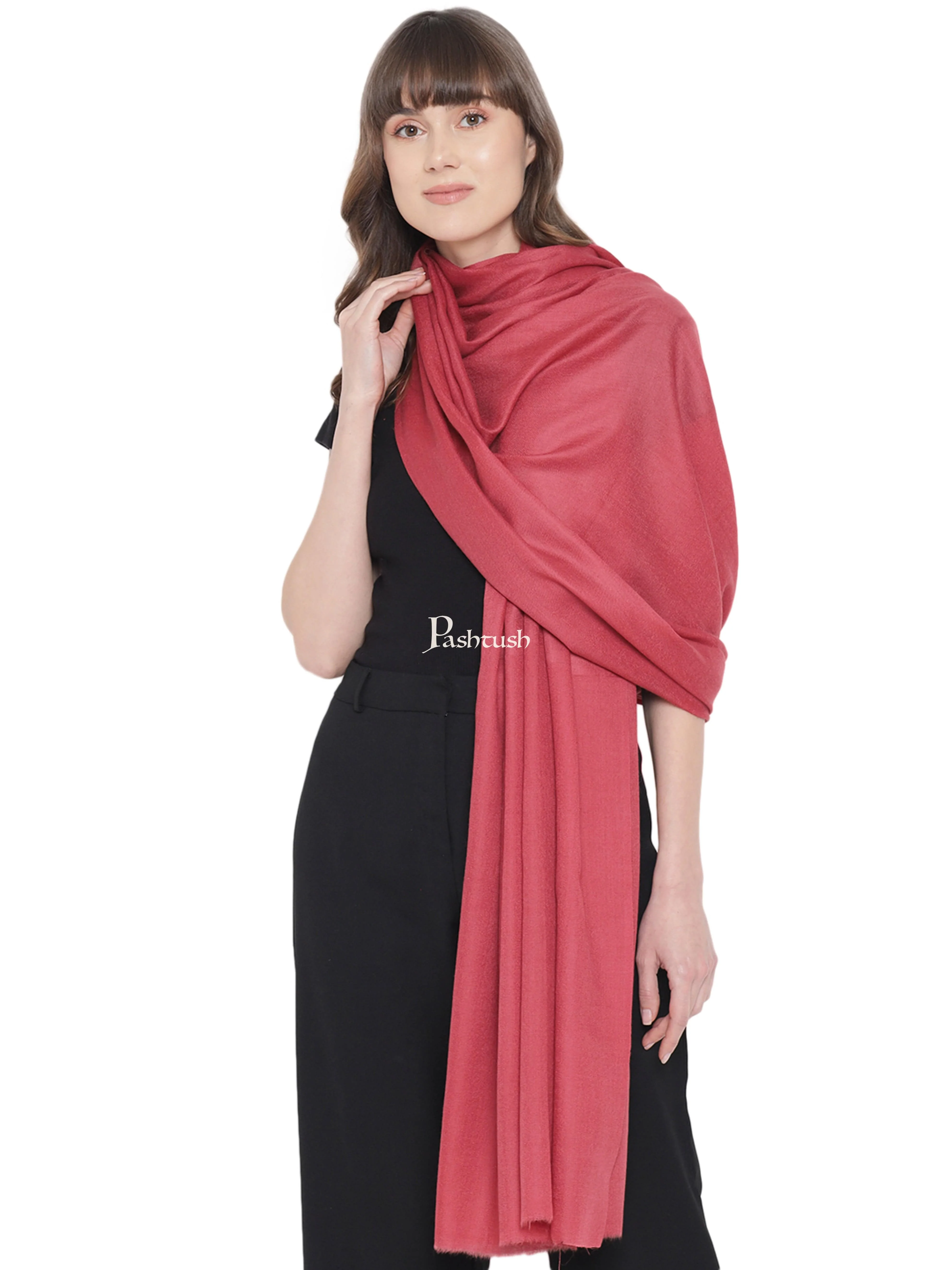 Pashtush Womens Fine Wool Shawl, Extra Soft, Basics Solid, Peruvian Rose - Image 4