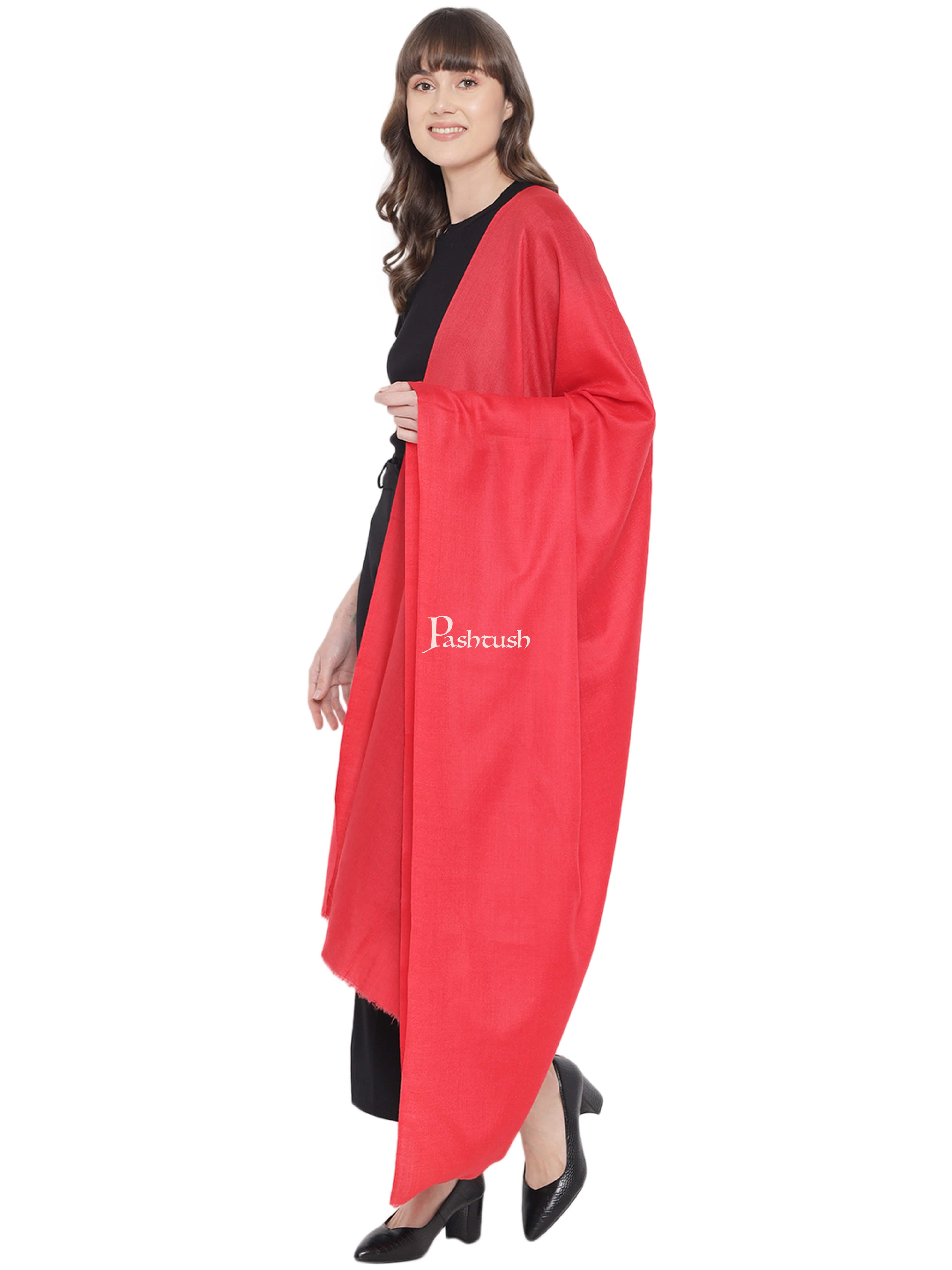 Pashtush Womens Fine Wool Shawl, Extra Soft, Basics Solid, Scarlet Red - Image 4