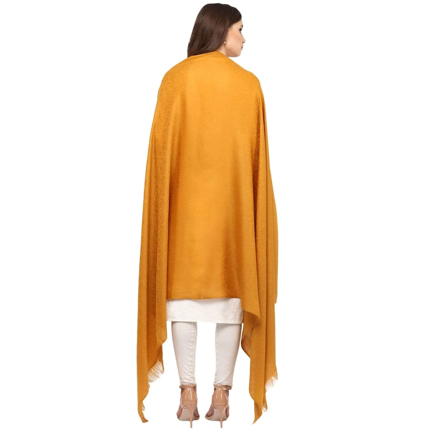Pashtush Women'S Fine Wool Shawl, Paisley Design, Mustard - Image 3