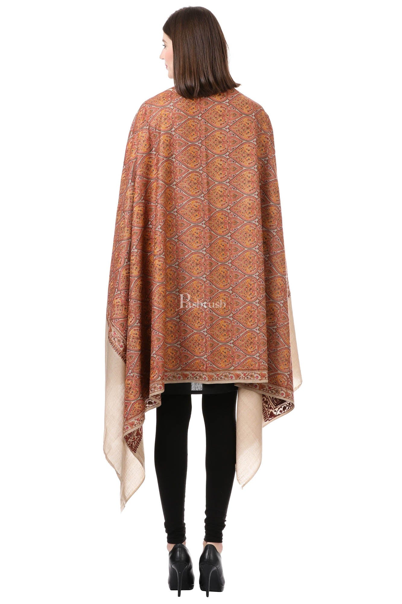 Pashtush Womens Embroidery Jaal Jamawar Shawl, Fine Wool, Soft And Warm - Image 3