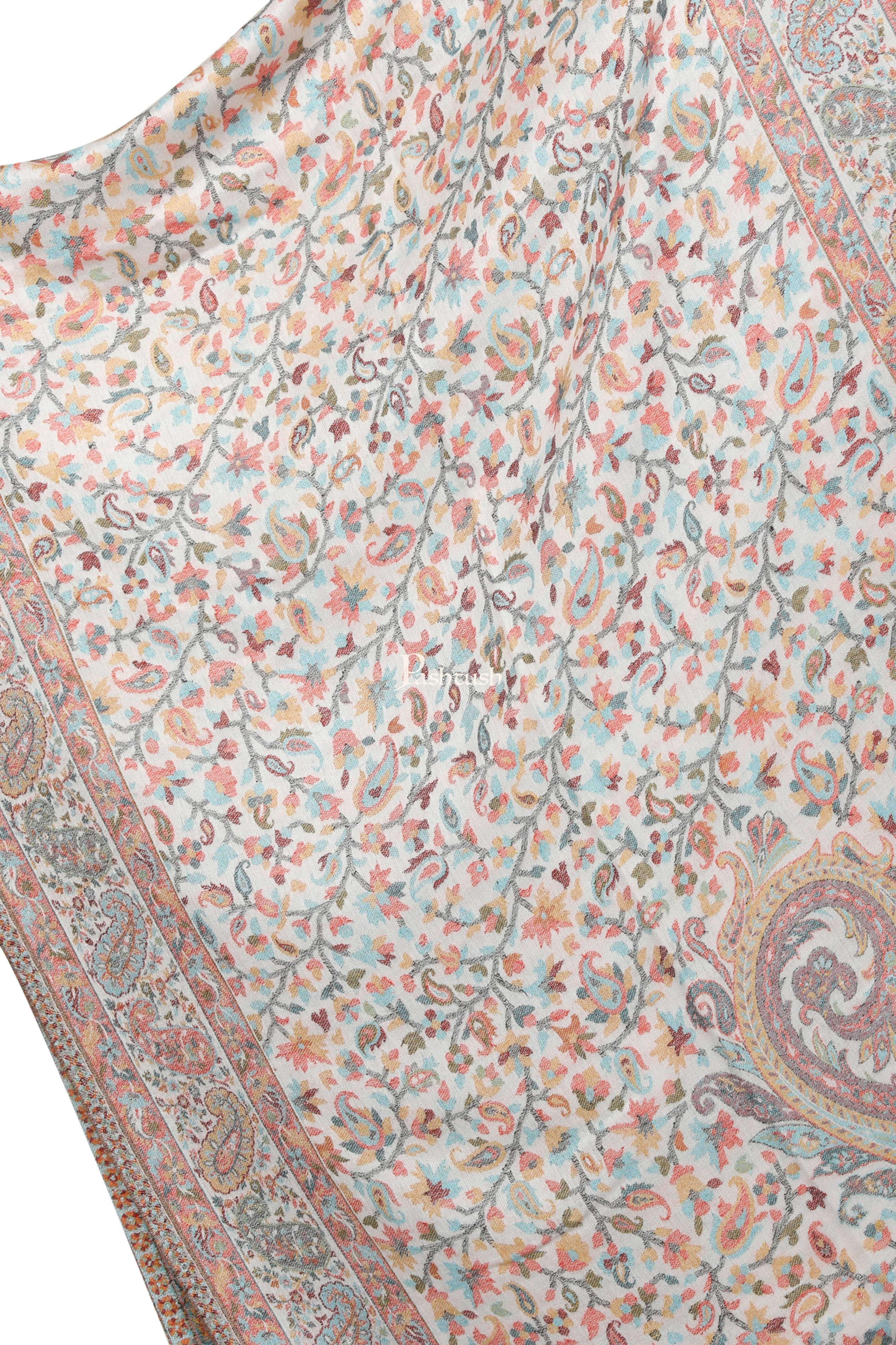 Pashtush Women'S Ethnic Design, Soft Bamboo Scarf, Stoles, Wraps (Ivory) - Image 3