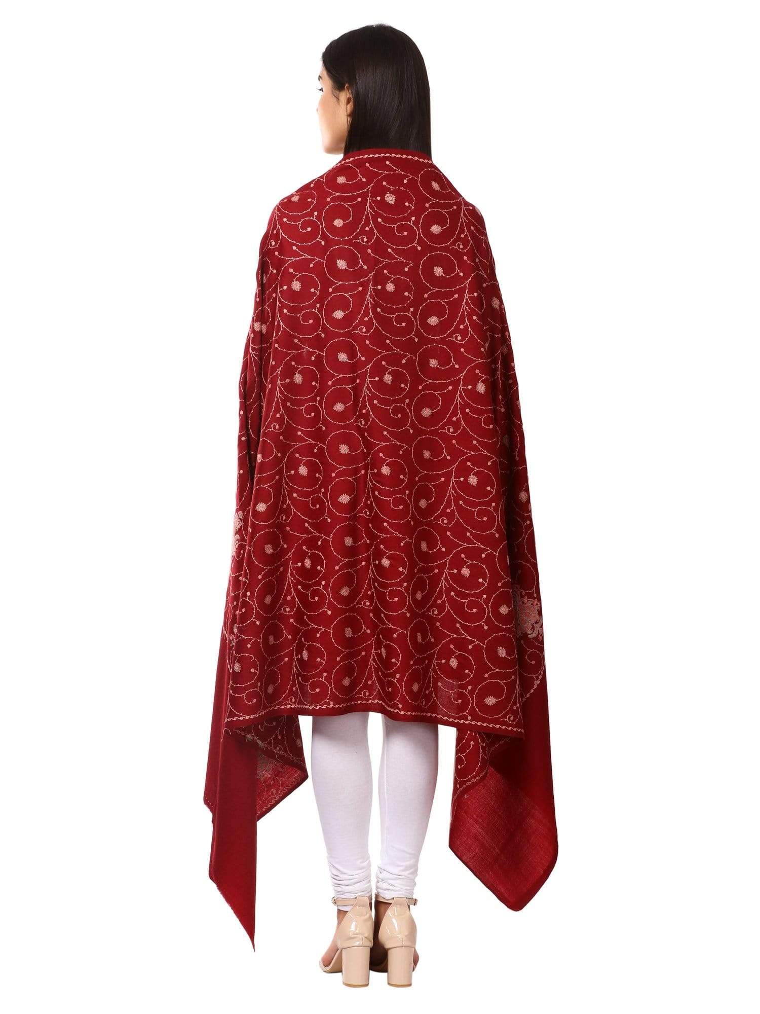 Pashtush Womens Embroidery Shawl, Jaal Design, Silk Thread Needlework - Image 3