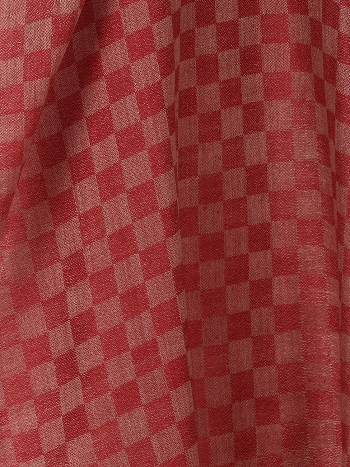 Pashtush Women Maroon Beige Checked Woven Design Designer Stole - Image 3