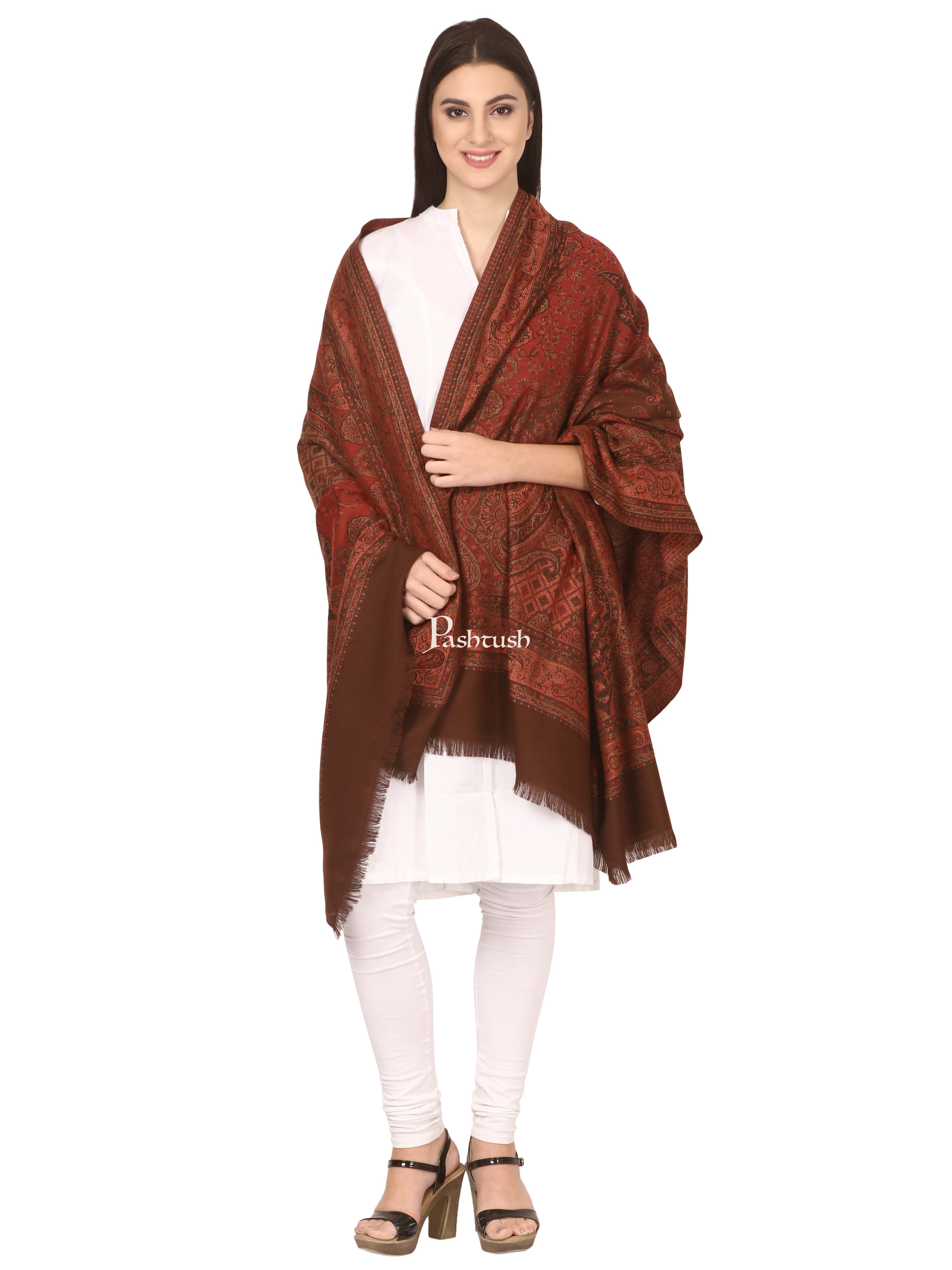 Pashtush Women'S Shawl, Faux Pashmina Design, Coffee - Image 3