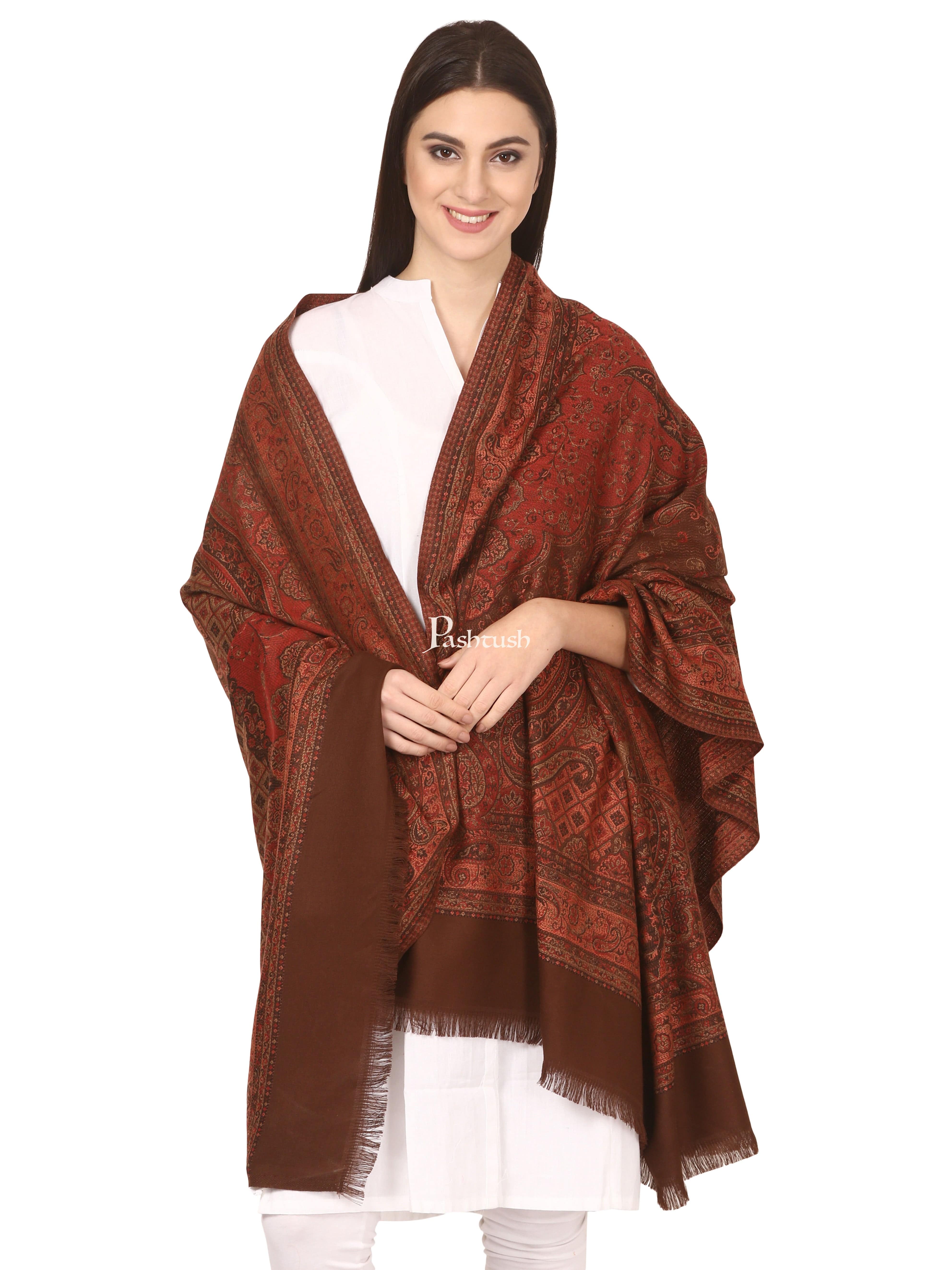 Pashtush Women'S Shawl, Faux Pashmina Design, Coffee - Image 5