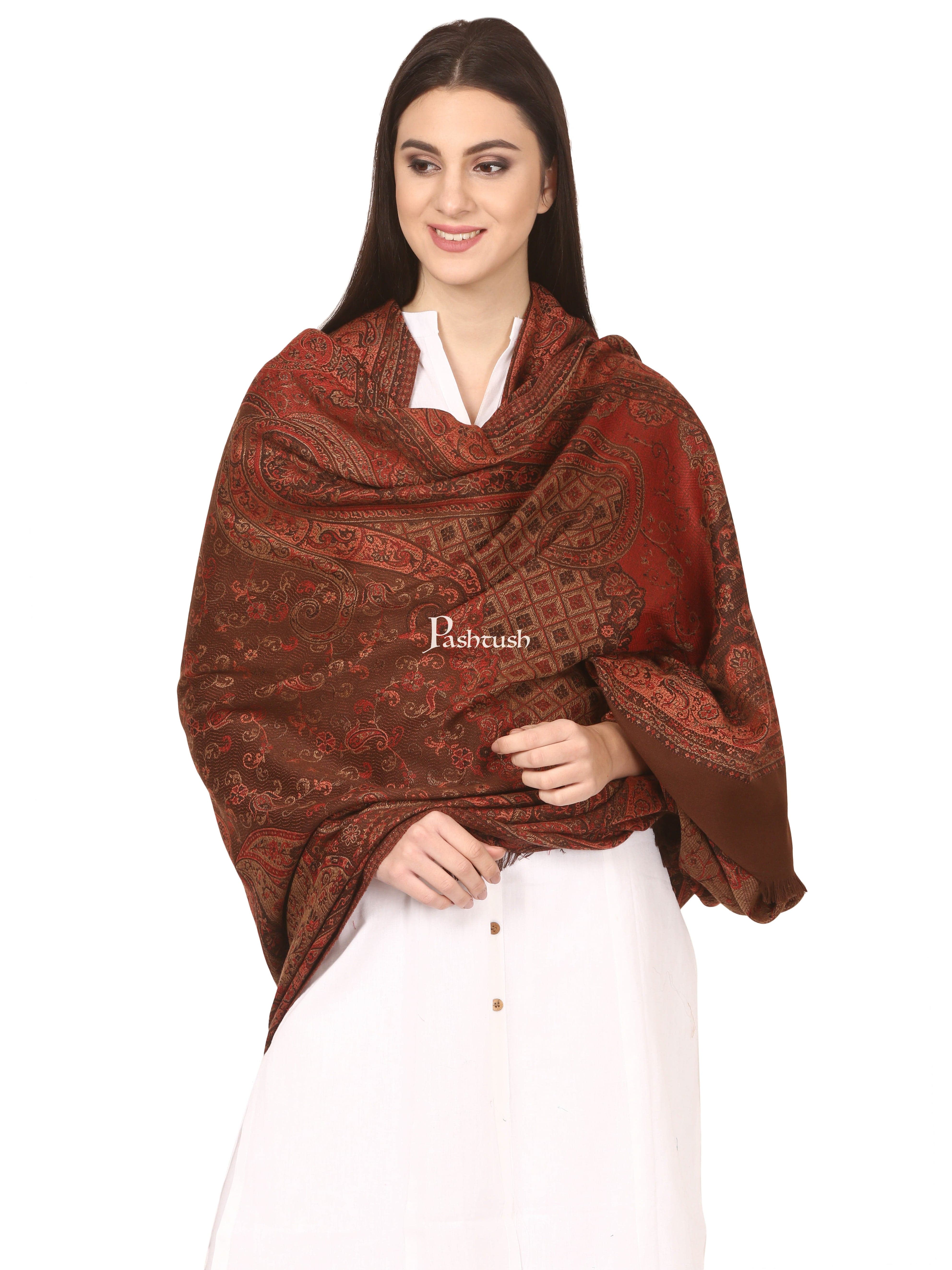 Pashtush Women'S Shawl, Faux Pashmina Design, Coffee - Image 6
