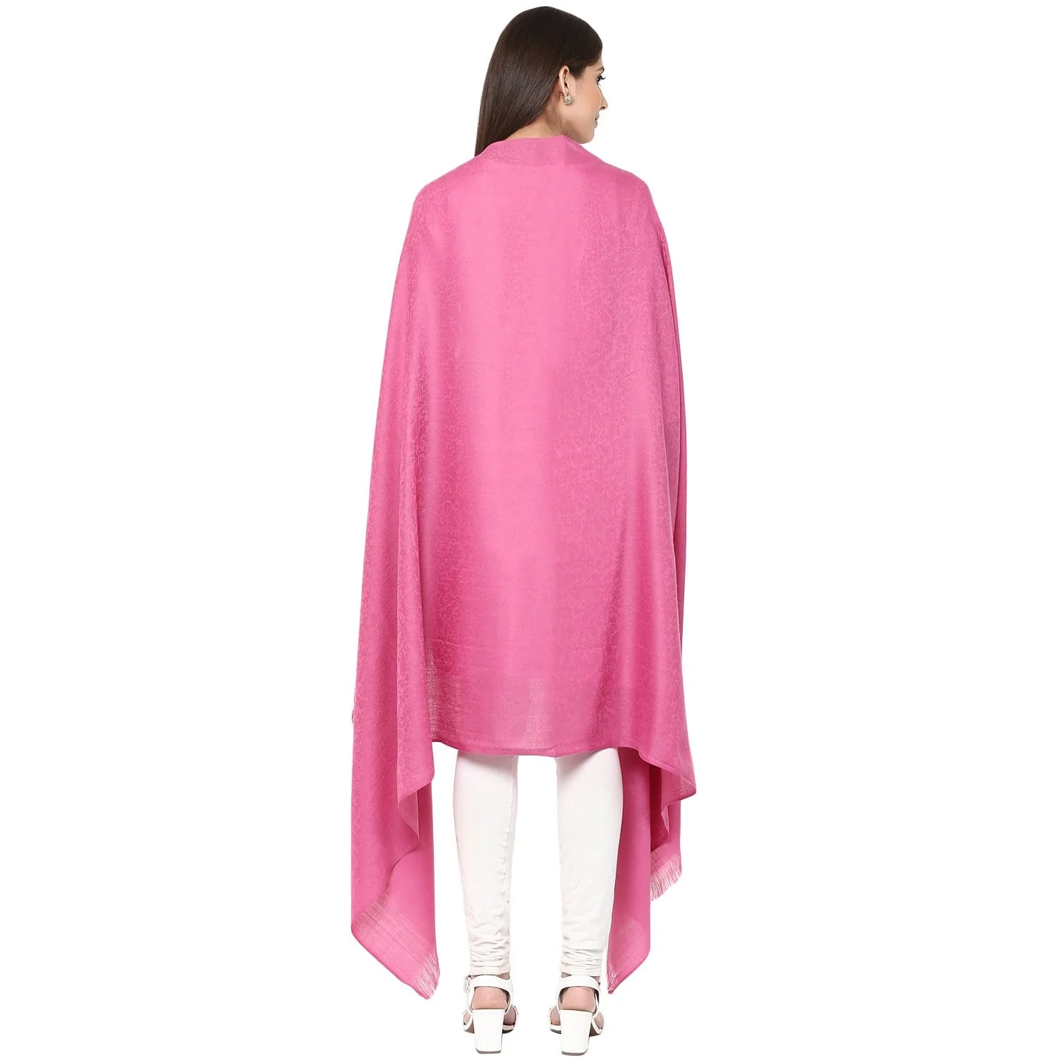 Pashtush Women'S Self Design, Soft Wool Shawl, Pink - Image 3