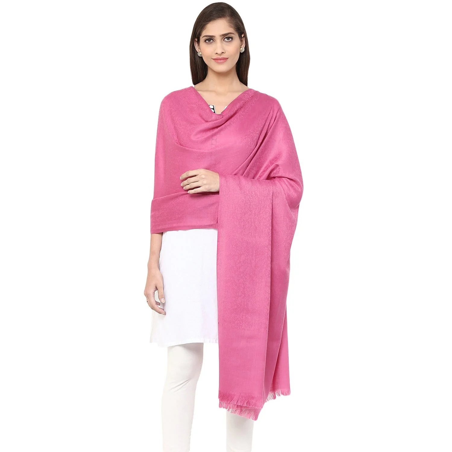 Pashtush Women'S Self Design, Soft Wool Shawl, Pink - Image 4