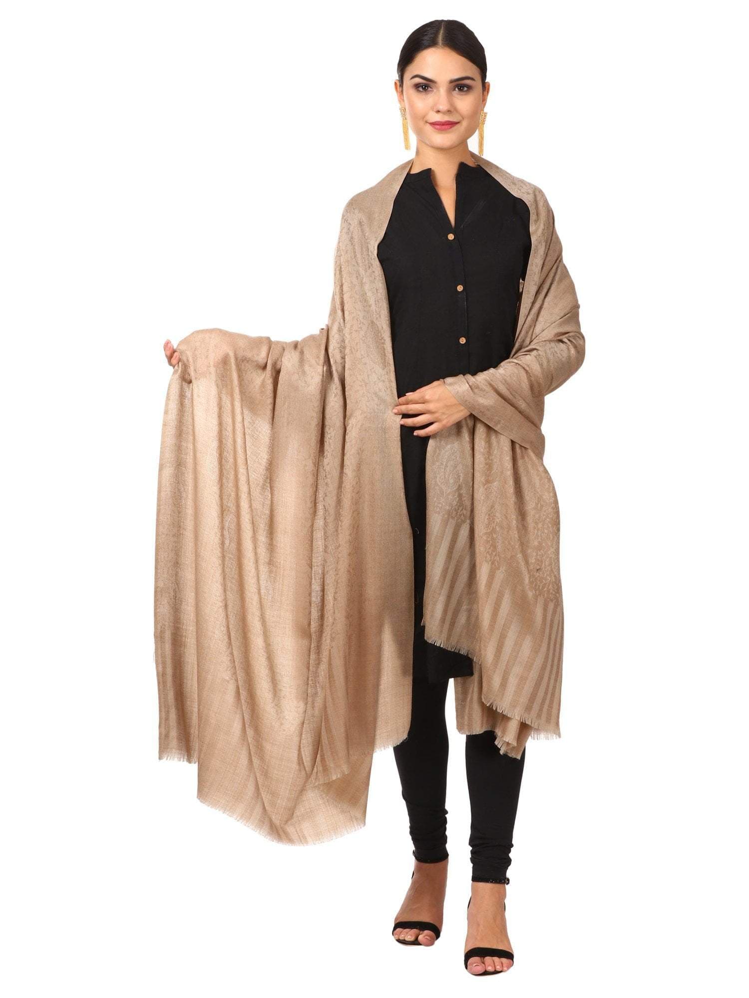 Pashtush Womens Extra Fine Wool Shawl, Jacquard, Soft, Warm And Ultra Light Weight - Image 5