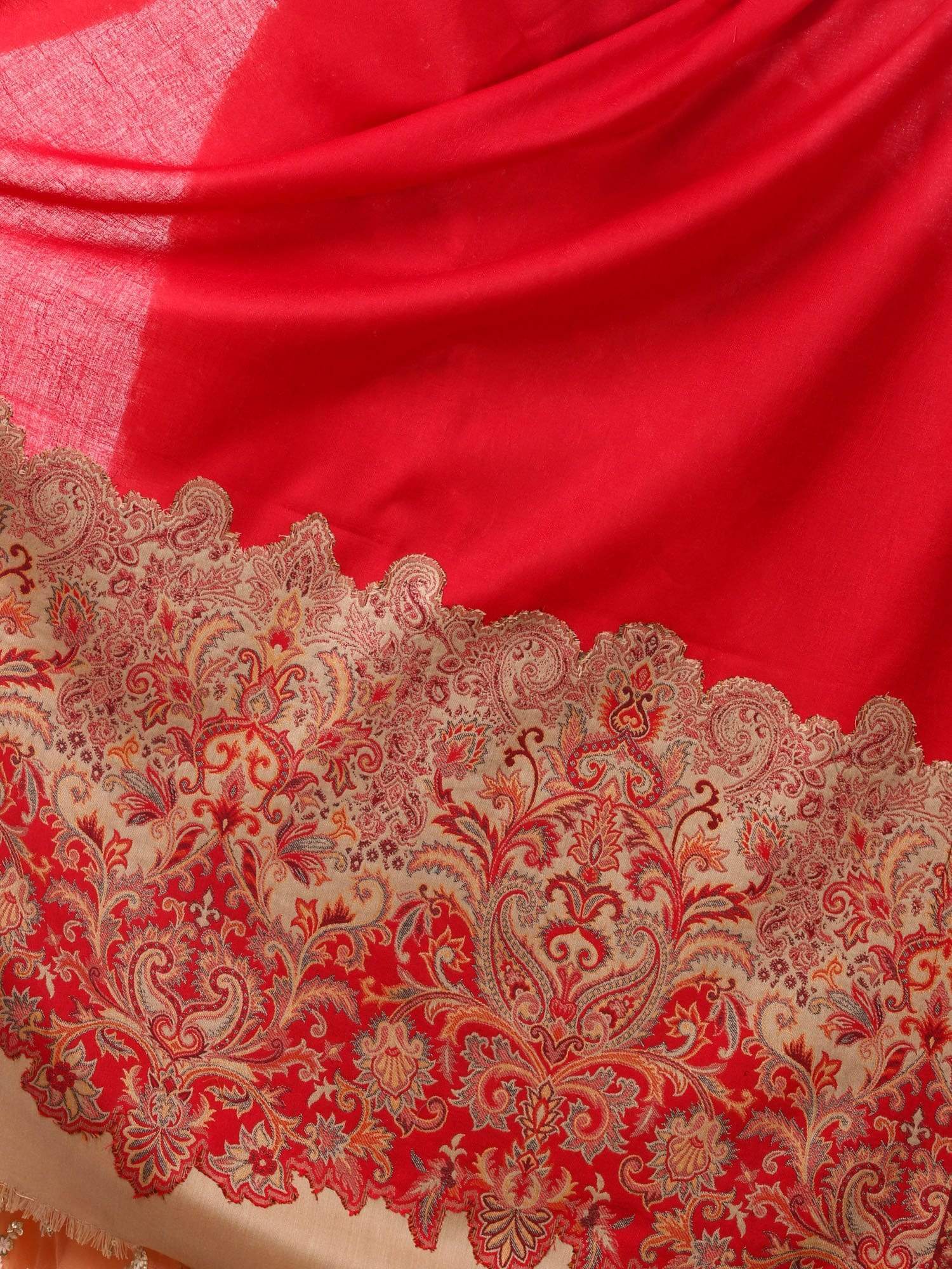 Pashtush Womens Floral Jacquard Shawl, Faux Pashmina Red - Image 5