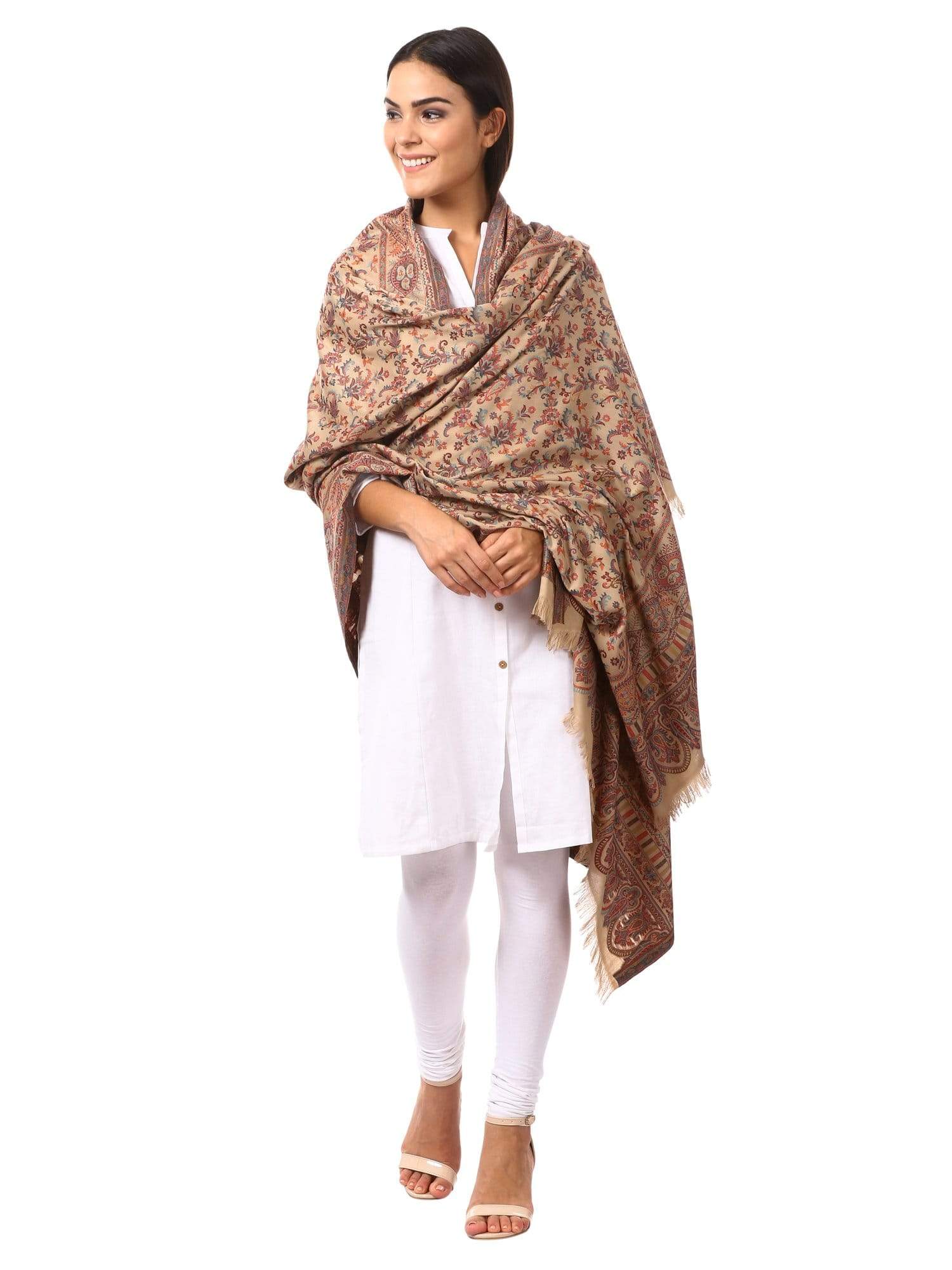 Pashtush Womens Ethnic Shawl, Faux Pashmina, Soft And Warm Dark Taupe - Image 5