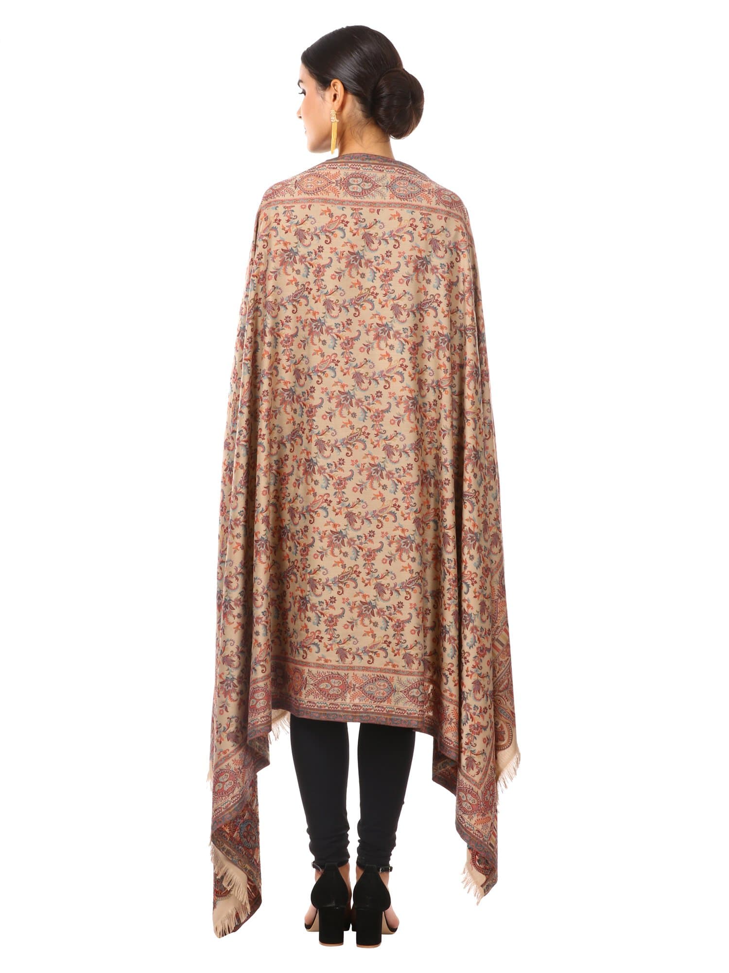 Pashtush Womens Ethnic Shawl, Faux Pashmina, Soft And Warm Dark Taupe - Image 6